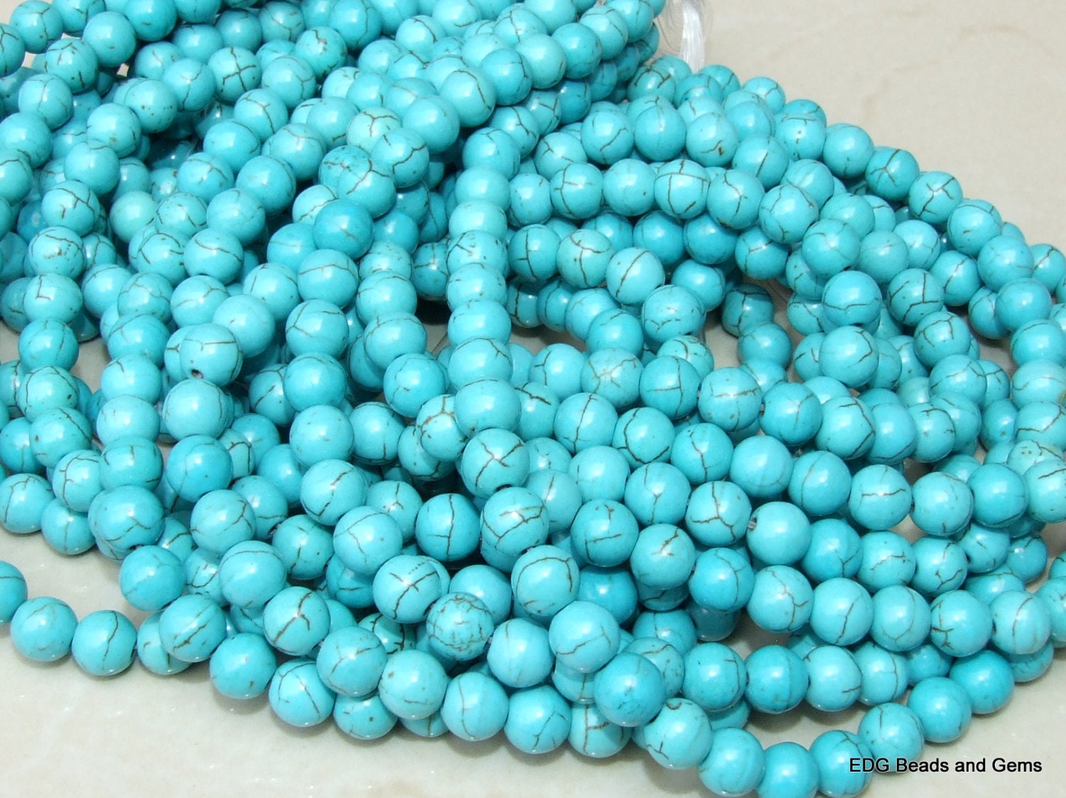 Magnesite Round Beads - 8mm - Turquoise Blue Green - Gemstone Beads - Jewelry Beads - 15 inch Strand. - EDGBeadsandGems