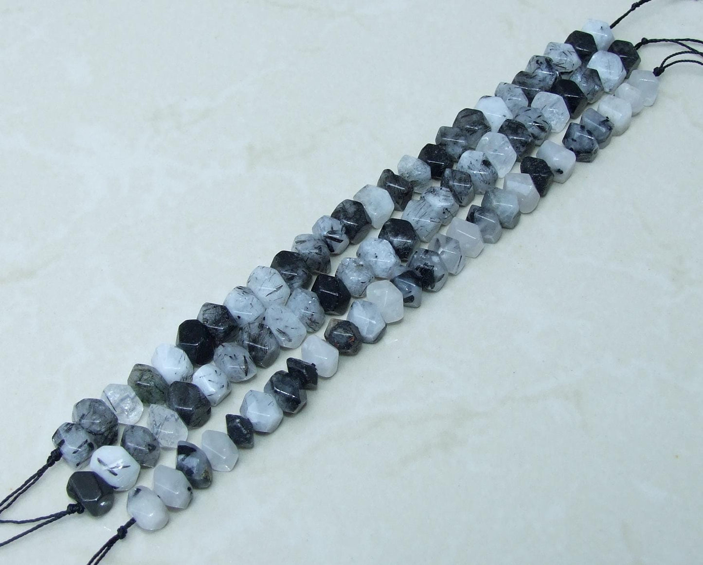 Faceted Rutilated Quartz Nugget Beads, Loose Gemstone Beads, Jewelry Stones, Half Strand - 12mm x 8mm - 11 - EDGBeadsandGems