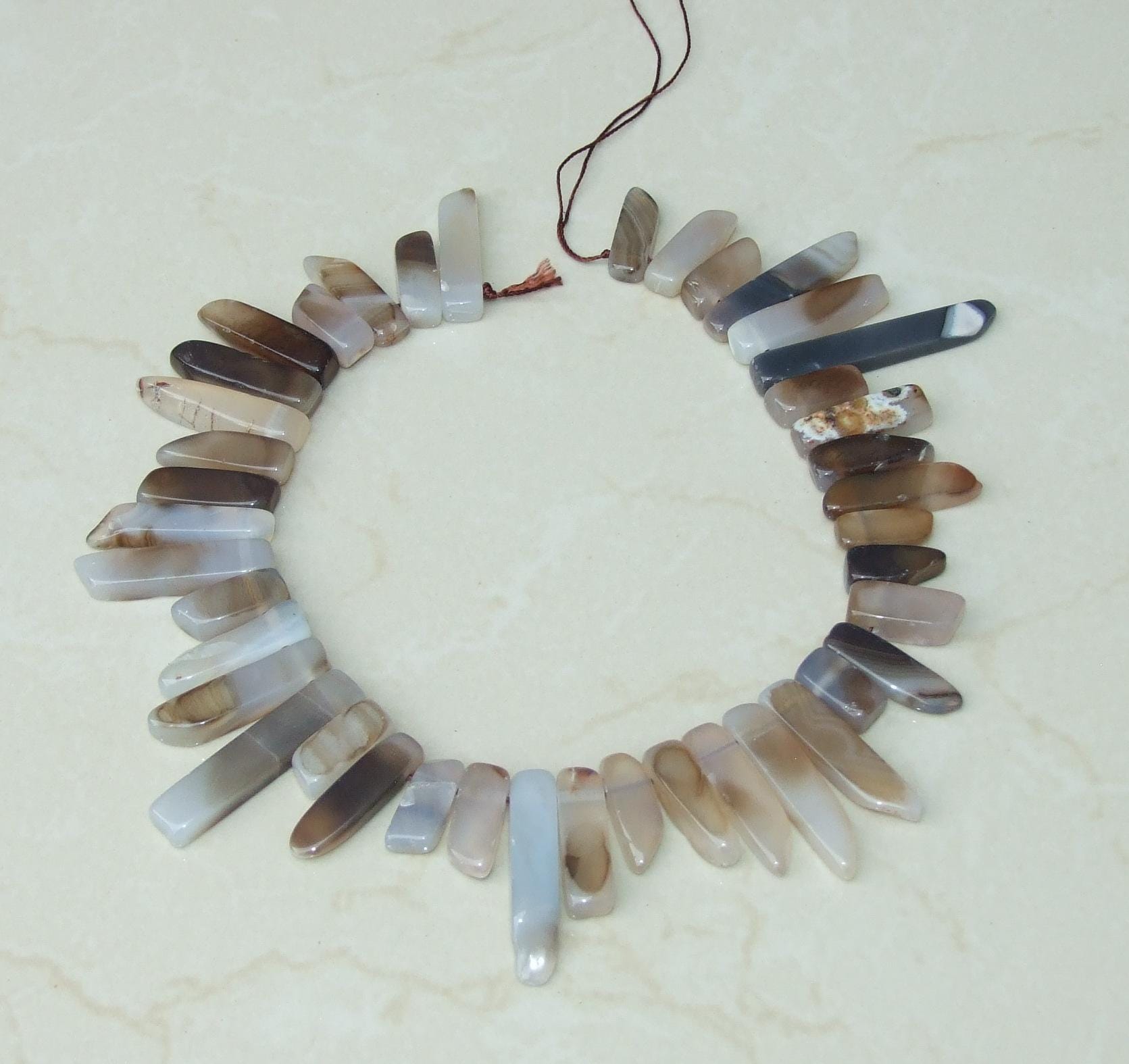 Botswana Agate Random Length Slice, Slab, Natural Gemstone Beads, Jewelry Stones, Half Strand, 19-20 Stones, 20mm - 44+mm - EDGBeadsandGems