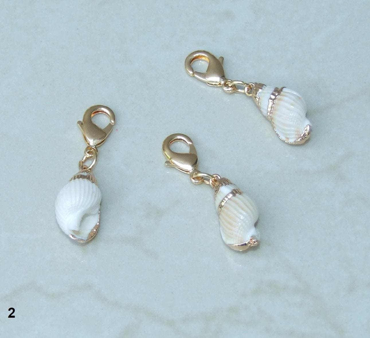 Nine Different 18K Seashell Charms, Pendants, Natural Sea shell, Seashell Necklace, Beach Ocean Jewelry, Fun in the Sun - EDGBeadsandGems