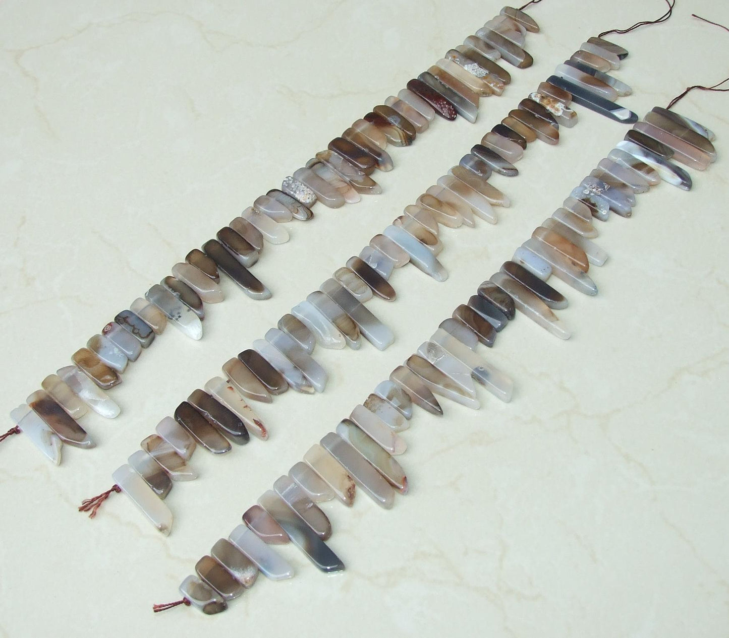 Botswana Agate Random Length Slice, Slab, Natural Gemstone Beads, Jewelry Stones, Half Strand, 19-20 Stones, 20mm - 44+mm - EDGBeadsandGems