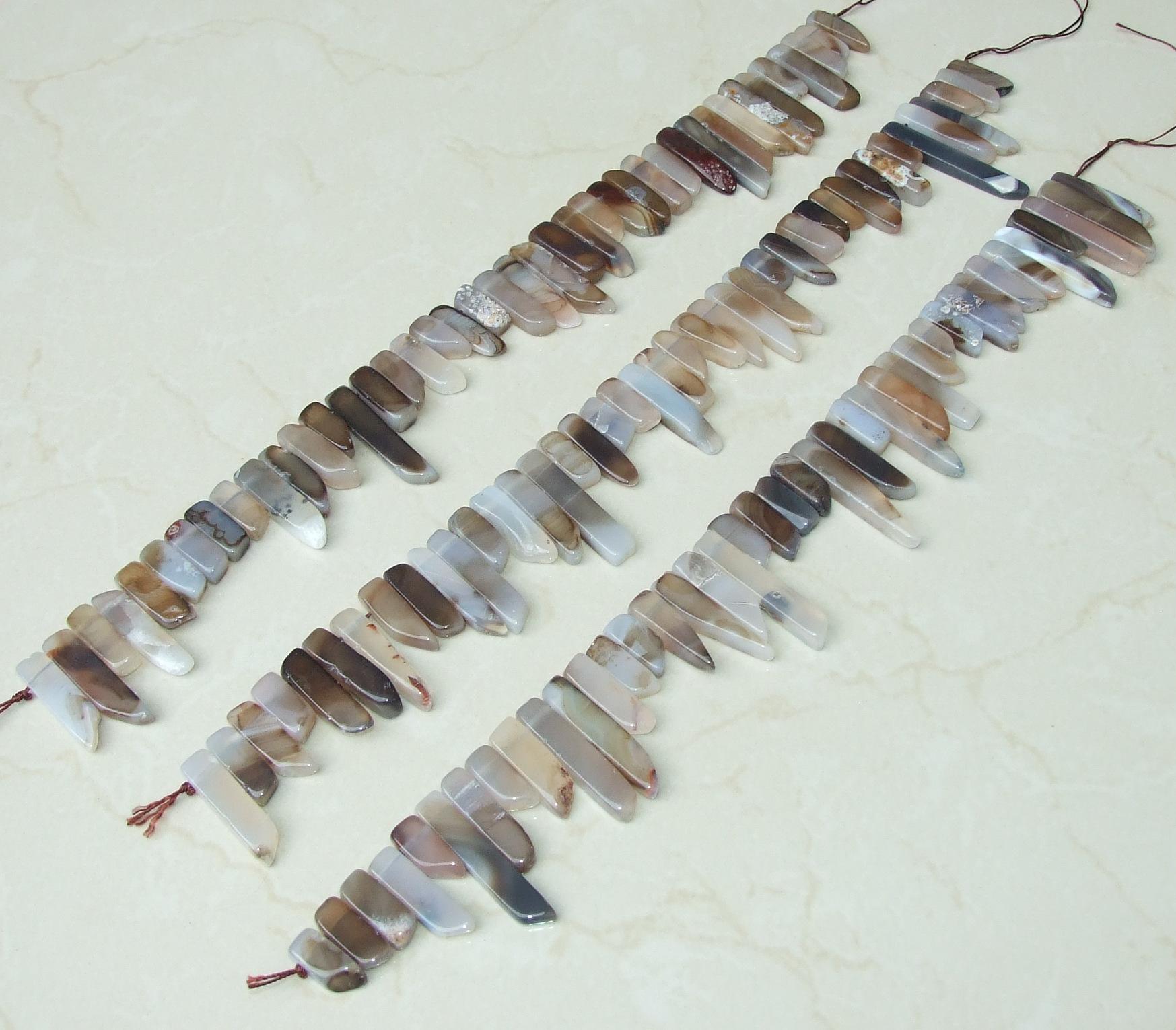 Botswana Agate Random Length Slice, Slab, Natural Gemstone Beads, Jewelry Stones, Half Strand, 19-20 Stones, 20mm - 44+mm - EDGBeadsandGems