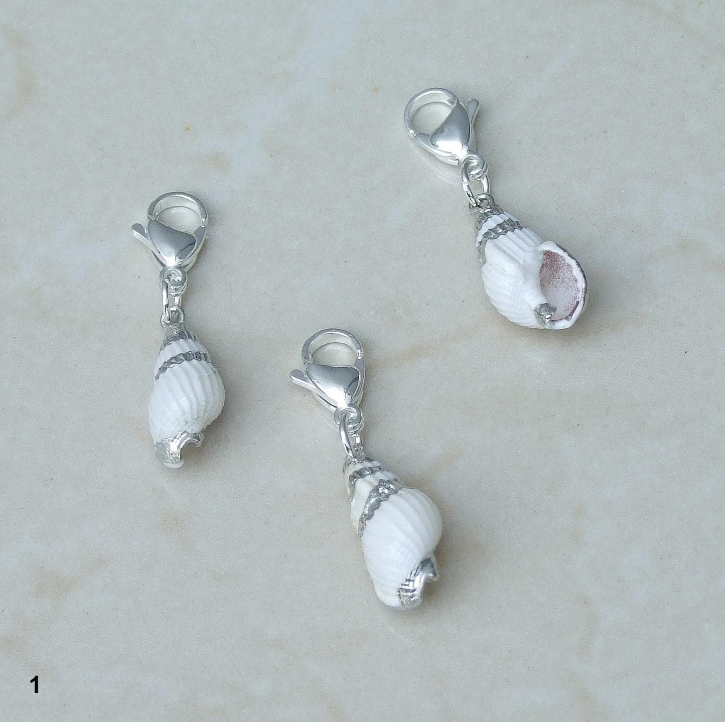 Four Different Sterling Plated Seashell Charm Pendants., Natural Sea shell, Seashell Necklace, Beach Ocean Jewelry, Fun in the Sun - EDGBeadsandGems