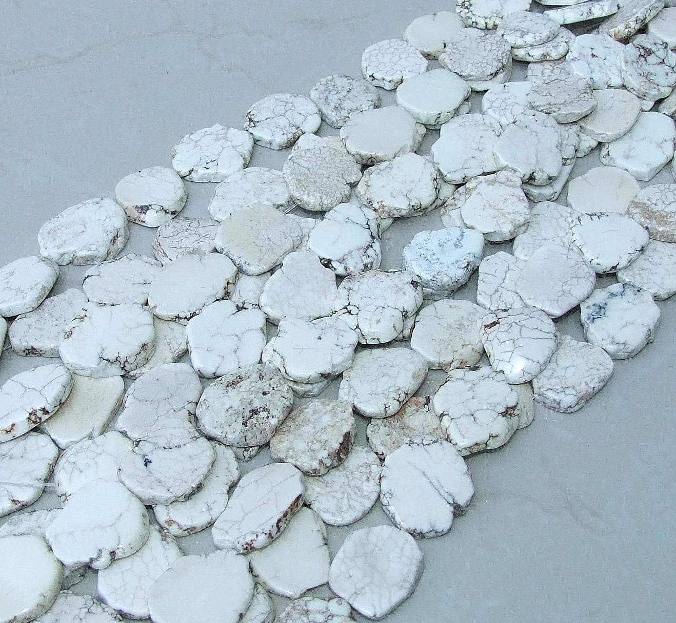 White Magnesite Beads, Magnesite Nuggets Beads Slabs, Howlite Beads, Slab Gemstones, Howlite Necklace, Loose Stones, Slabs - 30mm to 35mm - EDGBeadsandGems