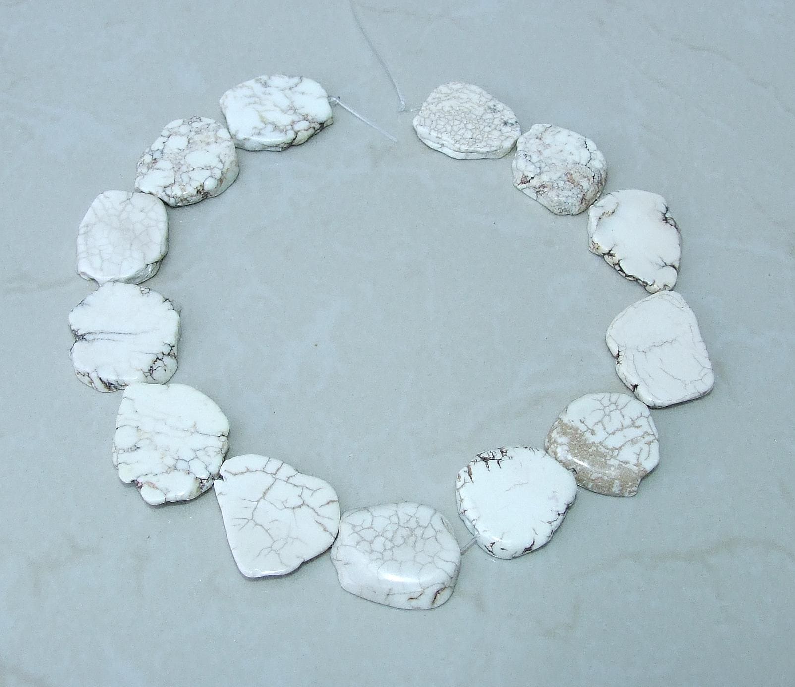 White Magnesite Beads, Magnesite Nuggets Beads Slabs, Howlite Beads, Slab Gemstones, Howlite Necklace, Loose Stones, Slabs - 30mm to 35mm - EDGBeadsandGems