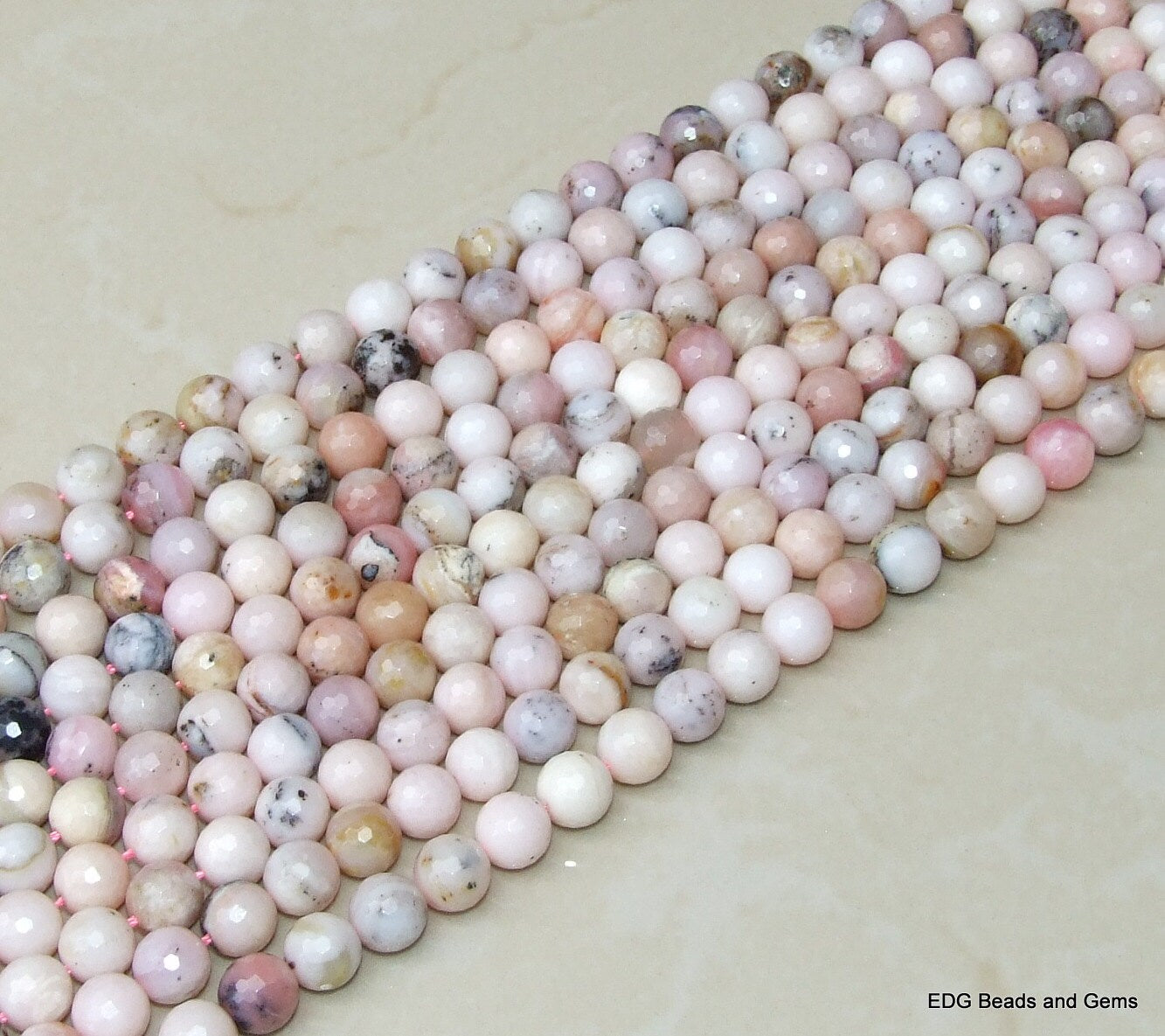 Pink Peruvian Opal Faceted Bead - Pink Opal Bead - Peruvian Pink Opal - Half Strand - 10mm