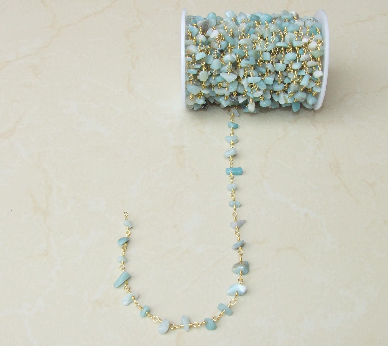 Amazonite Rosary Chain by the Foot, Rosary Chain with Beads, Rosary Chain Wholesale, Rosary Chain Bulk, Rosary Chain for Jewelry Making
