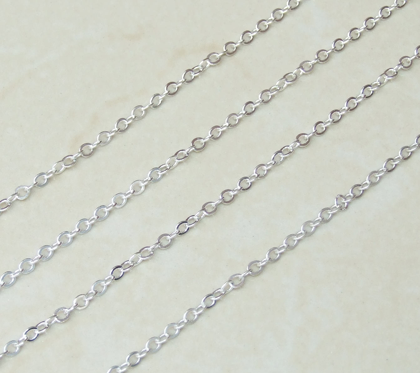 Cable Chain, Oval Flat Chain, Jewelry Chain, Necklace Chain, Silver Chain, Body Chain, Bulk Chain, Jewelry Supplies, 3.5mm x 3mm, 25Y-S