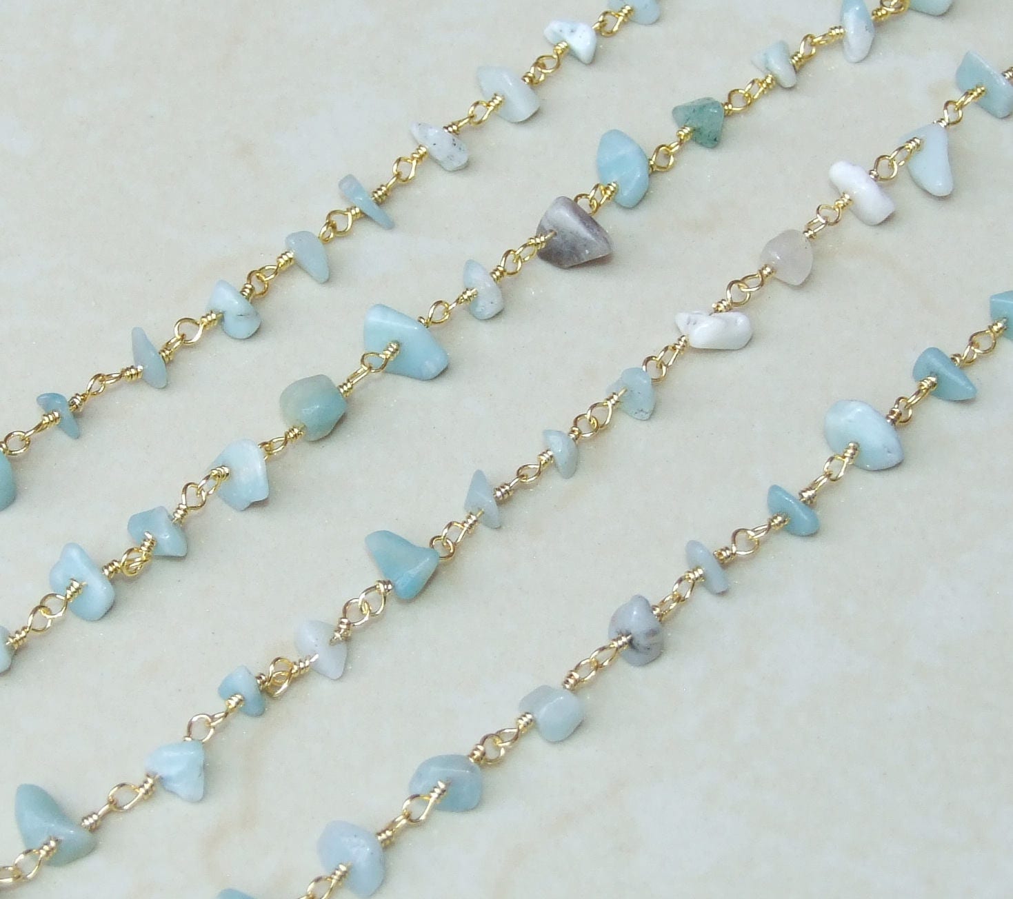 Amazonite Rosary Chain by the Foot, Rosary Chain with Beads, Rosary Chain Wholesale, Rosary Chain Bulk, Rosary Chain for Jewelry Making