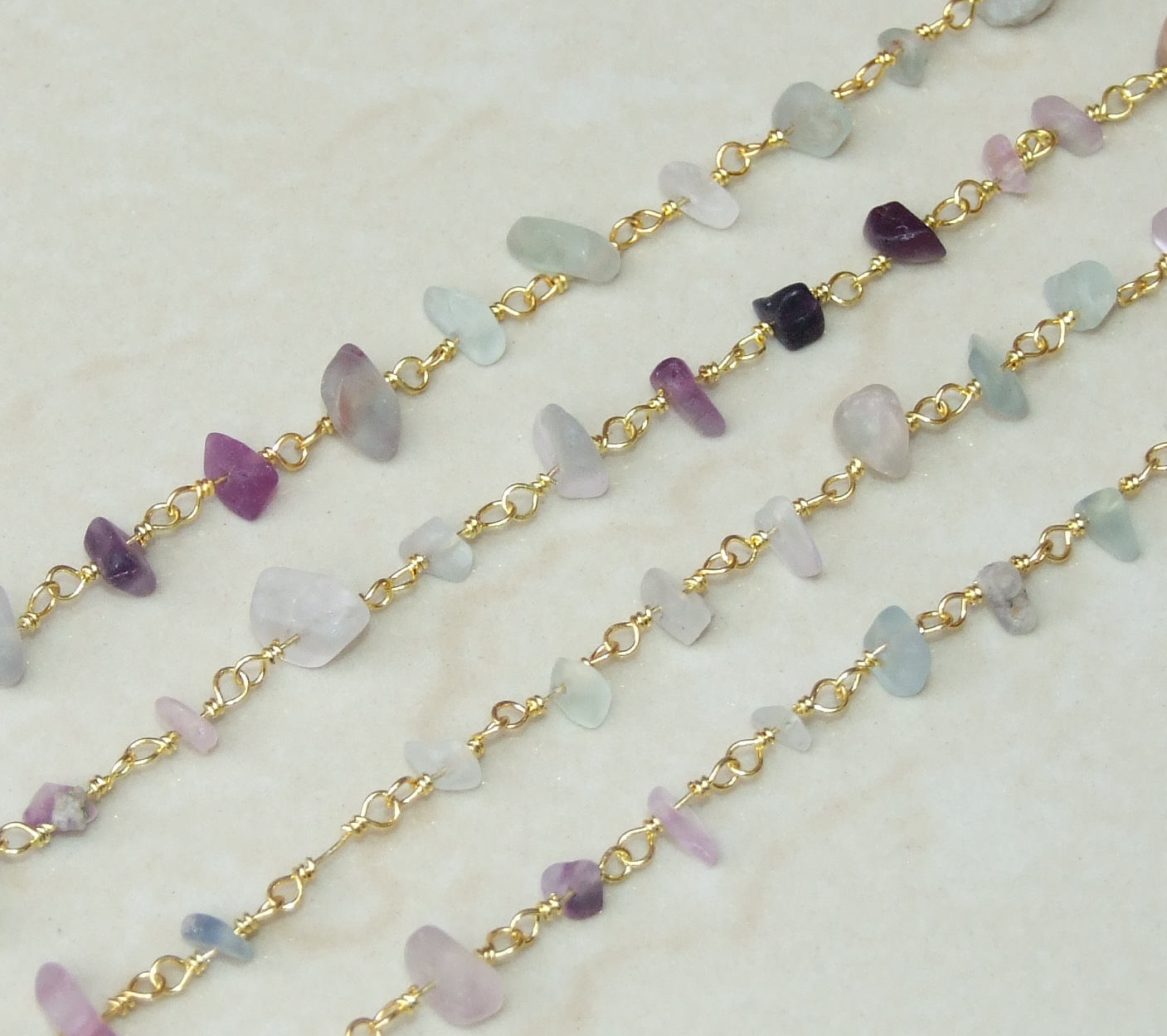 Fluorite Rosary Chain by the Foot, Rosary Chain with Beads, Rosary Chain Wholesale, Rosary Chain Bulk, Rosary Chain for Jewelry Making