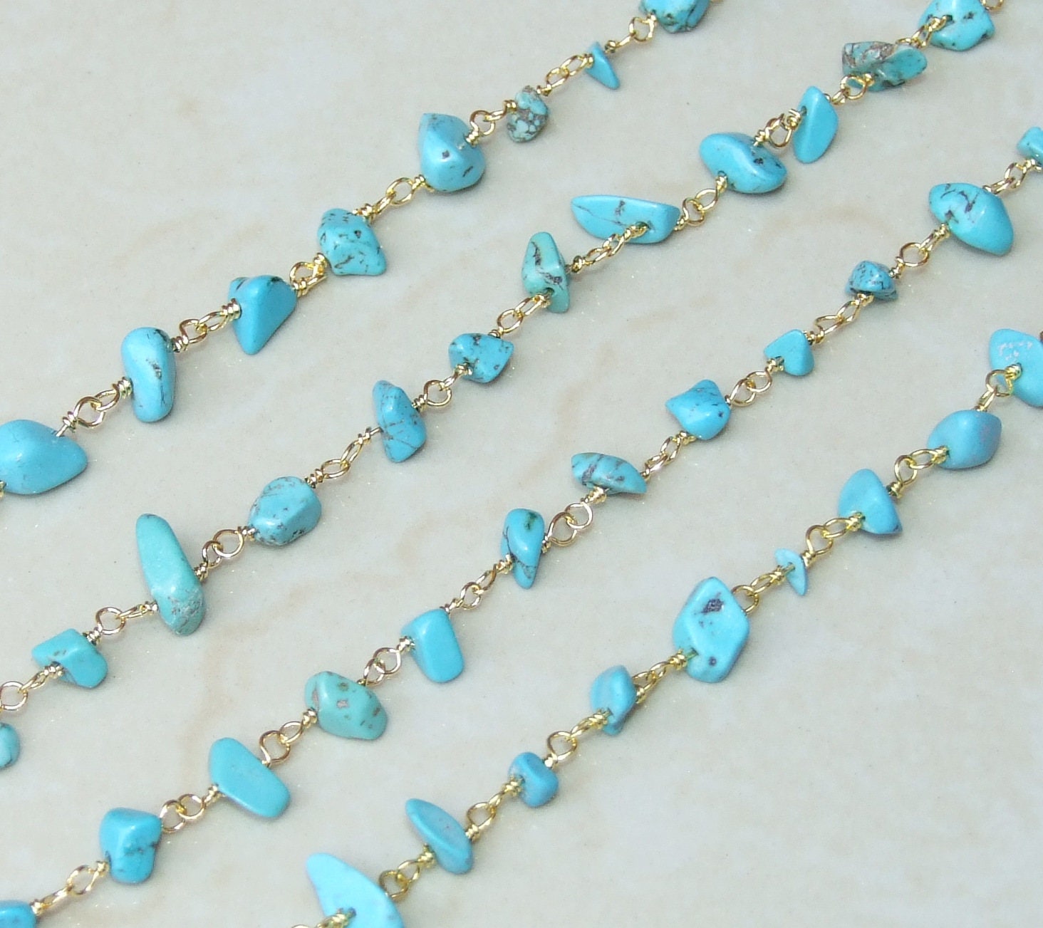 Turquoise Rosary Chain by the Foot, Rosary Chain with Beads, Rosary Chain Wholesale, Rosary Chain Bulk, Rosary Chain for Jewelry Making