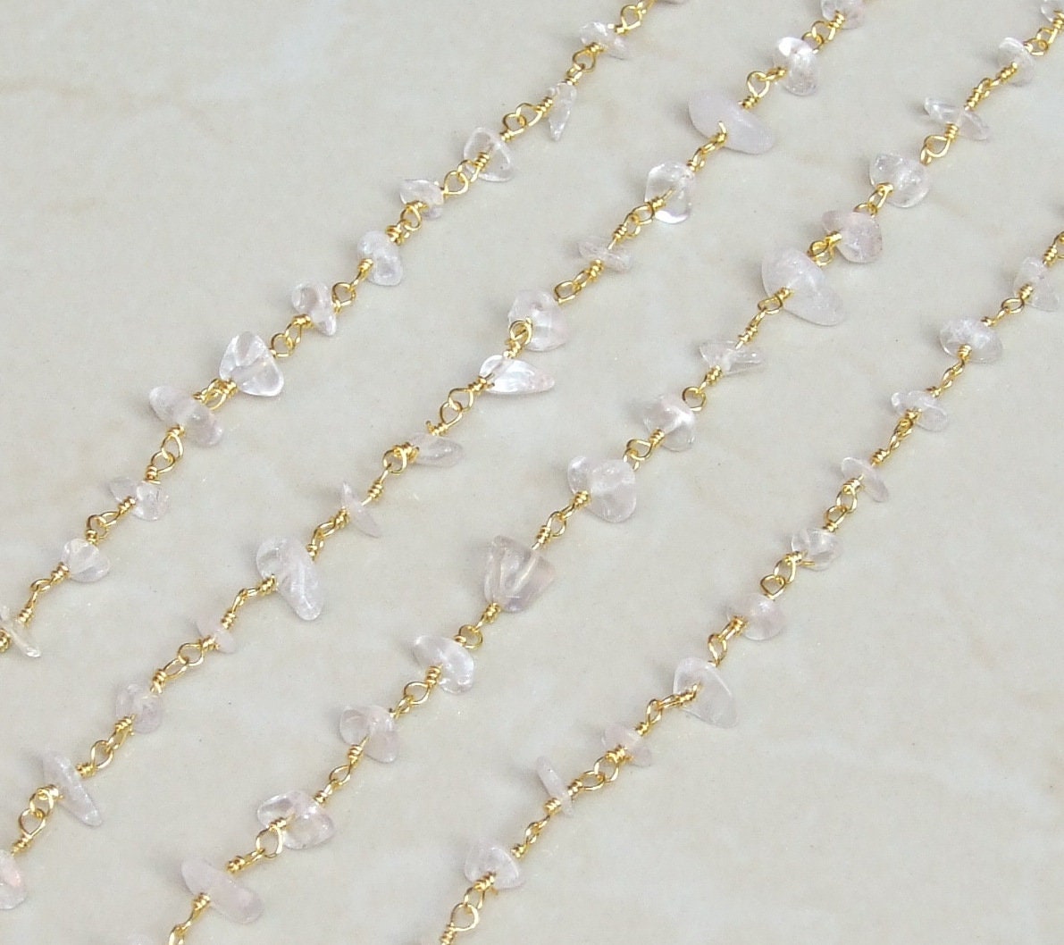 Clear Quartz Rosary Chain by the Foot, Rosary Chain with Beads, Rosary Chain Wholesale, Rosary Chain Bulk, Rosary Chain for Jewelry Making