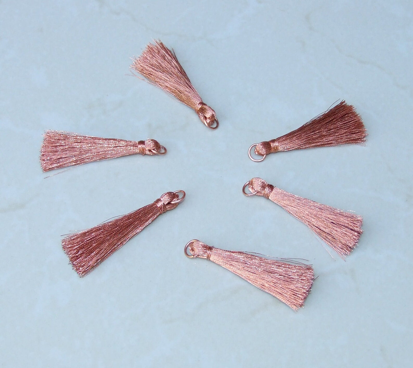 Copper Metallic Thread Tassel, Hand Made in the USA, 9mm Jump Ring, Embroidery Thread, Tassel Pendant - 2-1/4 inch Tassel