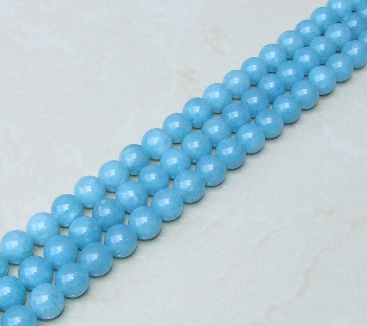 Larimar Blue Jade Faceted Beads - Gemstone Beads - 8mm and 10mm - Jade Beads - Jewelry Beads - 15 inch Strand