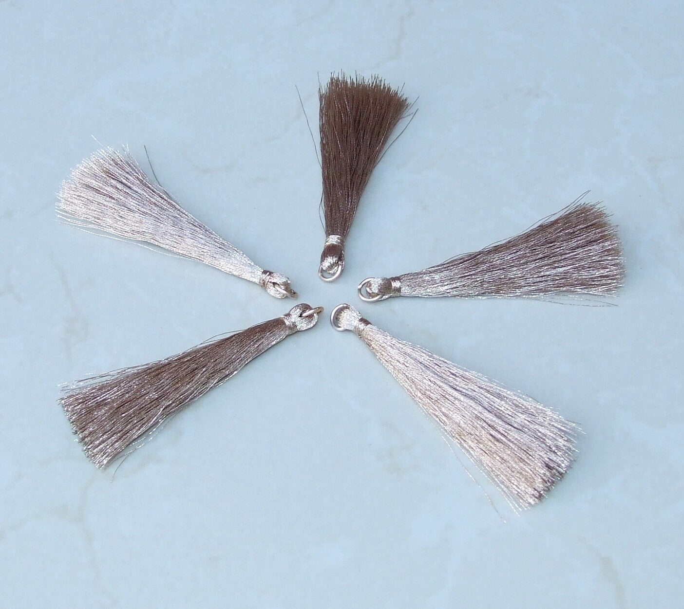 Bronze Metallic Thread Tassel, Hand Made in the USA, 8mm Jump Ring, Embroidery Thread, Tassel Pendant - 3 inch Tassel