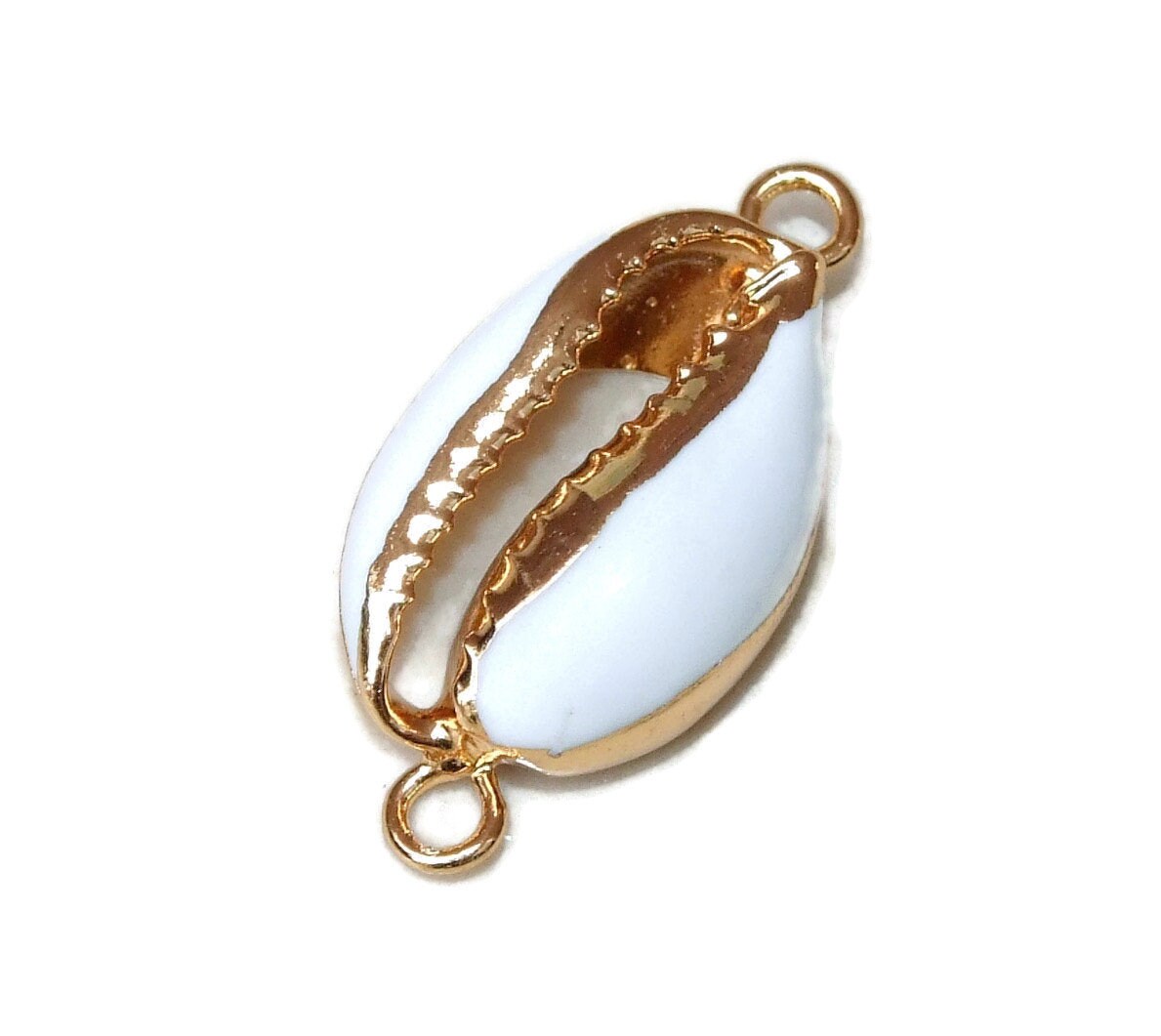 Gold Plated Cowrie Shell Connector, Shell Charm, Cowrie Shell Necklace, Seashell Necklace, Beach Necklace, 24k Gold, Seashell jewelry, 25mm
