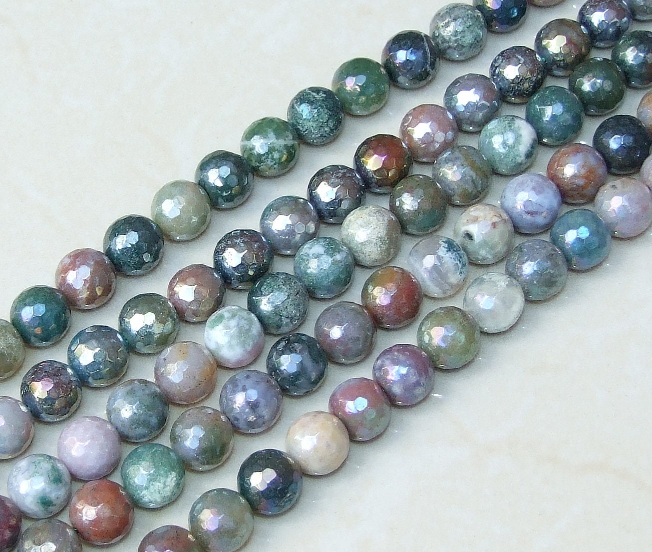 Ocean Jasper Beads, Electroplated Beads Strand Wholesale, 10mm , Ocean Jasper Strand, Round Jasper Beads Teal, Faceted Gemstone Beads