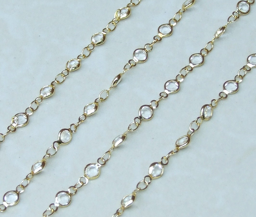 ONE METER Clear Faceted Round 6mm Glass Beads Beaded Rosary Chain