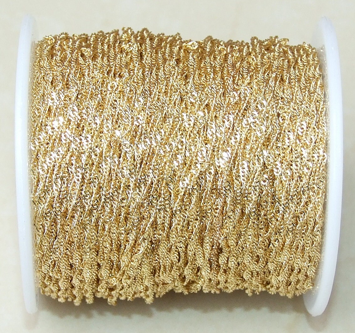 Twisted Chain, Flat Link Cable Chain, Thin Jewelry Chain, Necklace Chain, Gold Plated Chain, Body Chain, Bulk Chain, 1.6mm x 1.6mm x .6mm