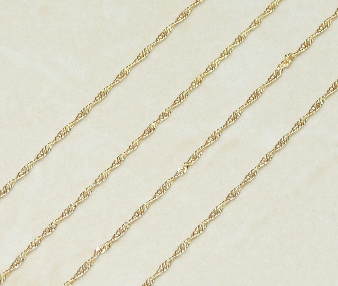 Twisted Chain, Flat Link Cable Chain, Thin Jewelry Chain, Necklace Chain, Gold Plated Chain, Body Chain, Bulk Chain, 1.6mm x 1.6mm x .6mm