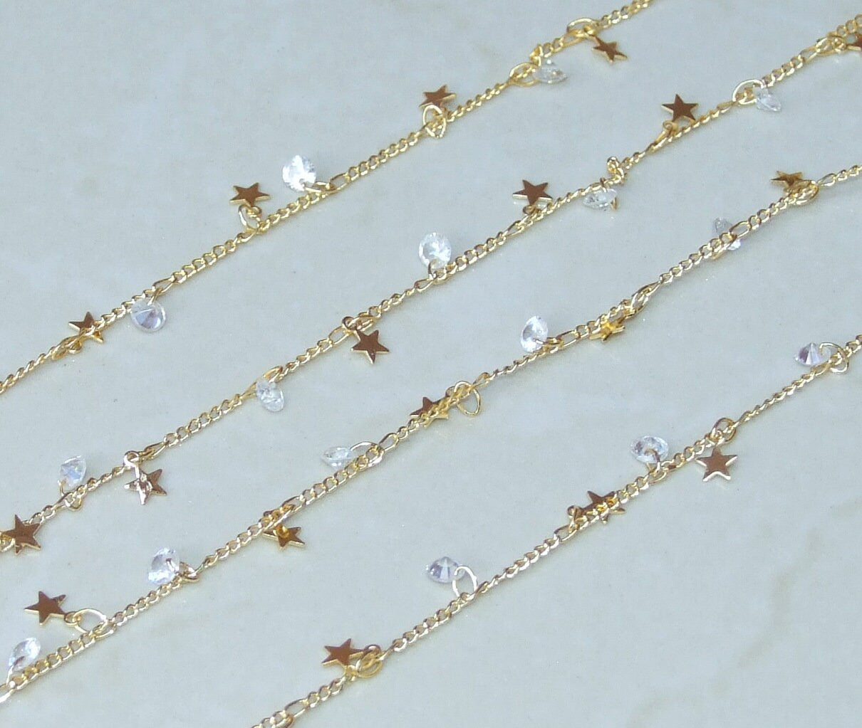 Small Star Crystal Drop Chain, by the Foot, Rosary Chain with Beads, Rosary Chain Wholesale, Rosary Chain Bulk, Rosary Chain, Jewelry Chain