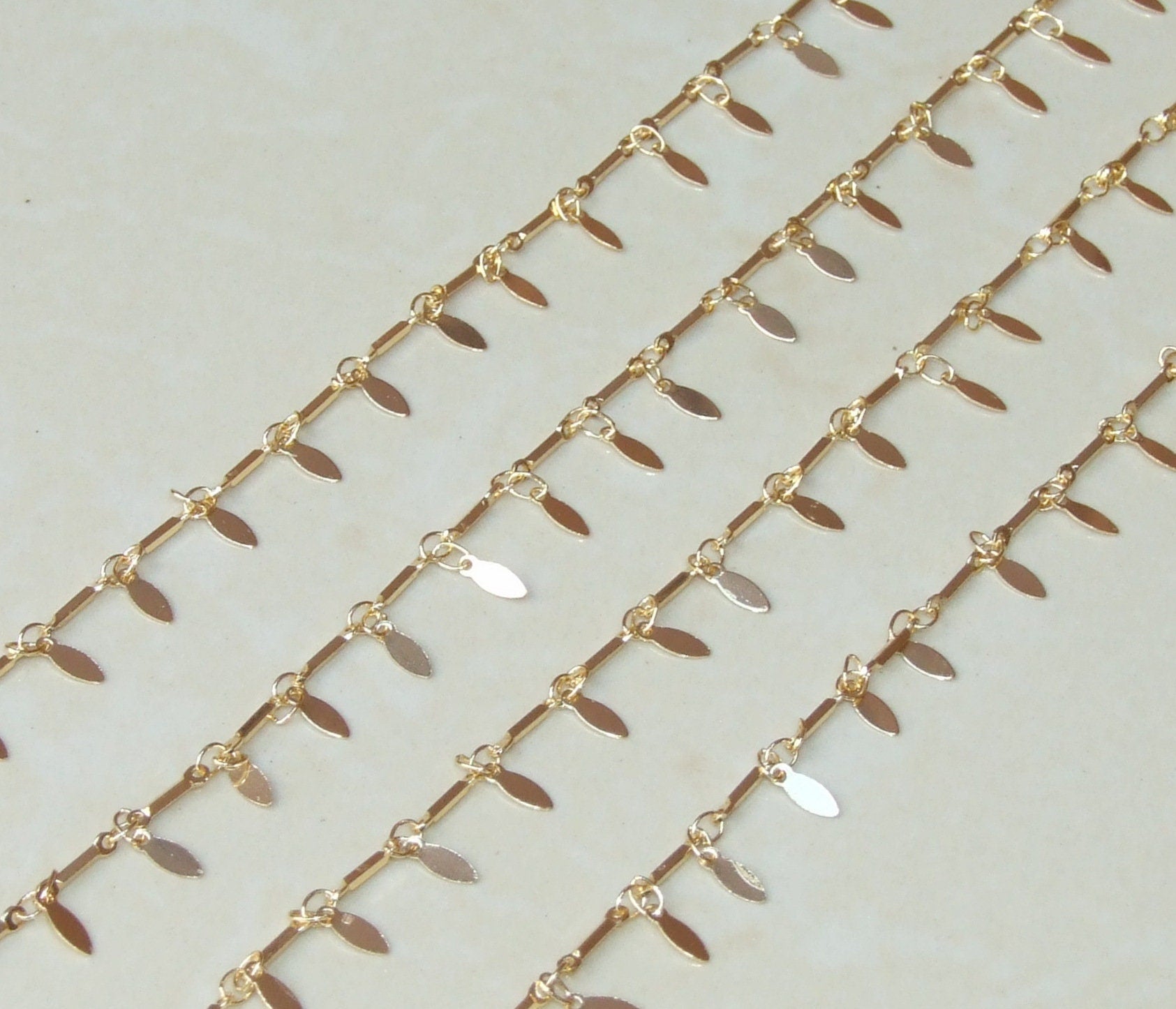 Gold Plated Teardrop Chain, Drop Chain, Gold Chain Wholesale, Bar Link Chain, Rosary Chain, Belly Chain, Body Chain, Jewelry Chain, By Meter