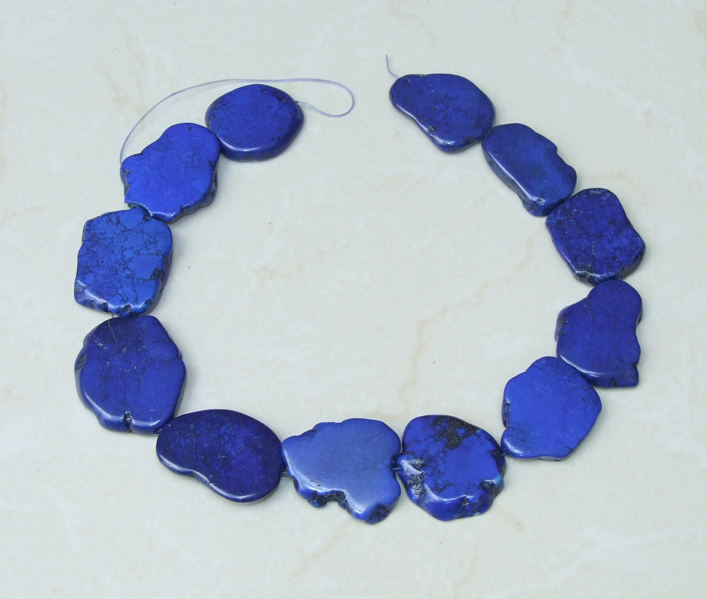 Blue Magnesite Beads, Magnesite Nuggets Beads Slabs, Howlite Beads, Slab Gemstones, Howlite Necklace, Loose Stones, Slabs - 30mm to 35mm