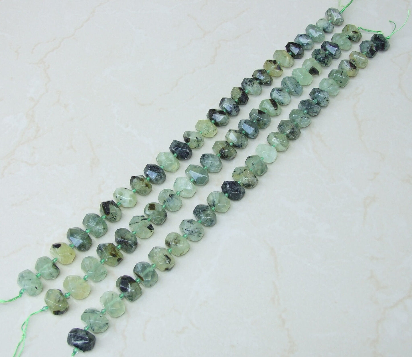 Half Strand Gemstone PREHNITE Faceted NUGGET BEADED Pendant Stress Relief Gifts, 14mm x 14mm x 20mm Jewelry Stones