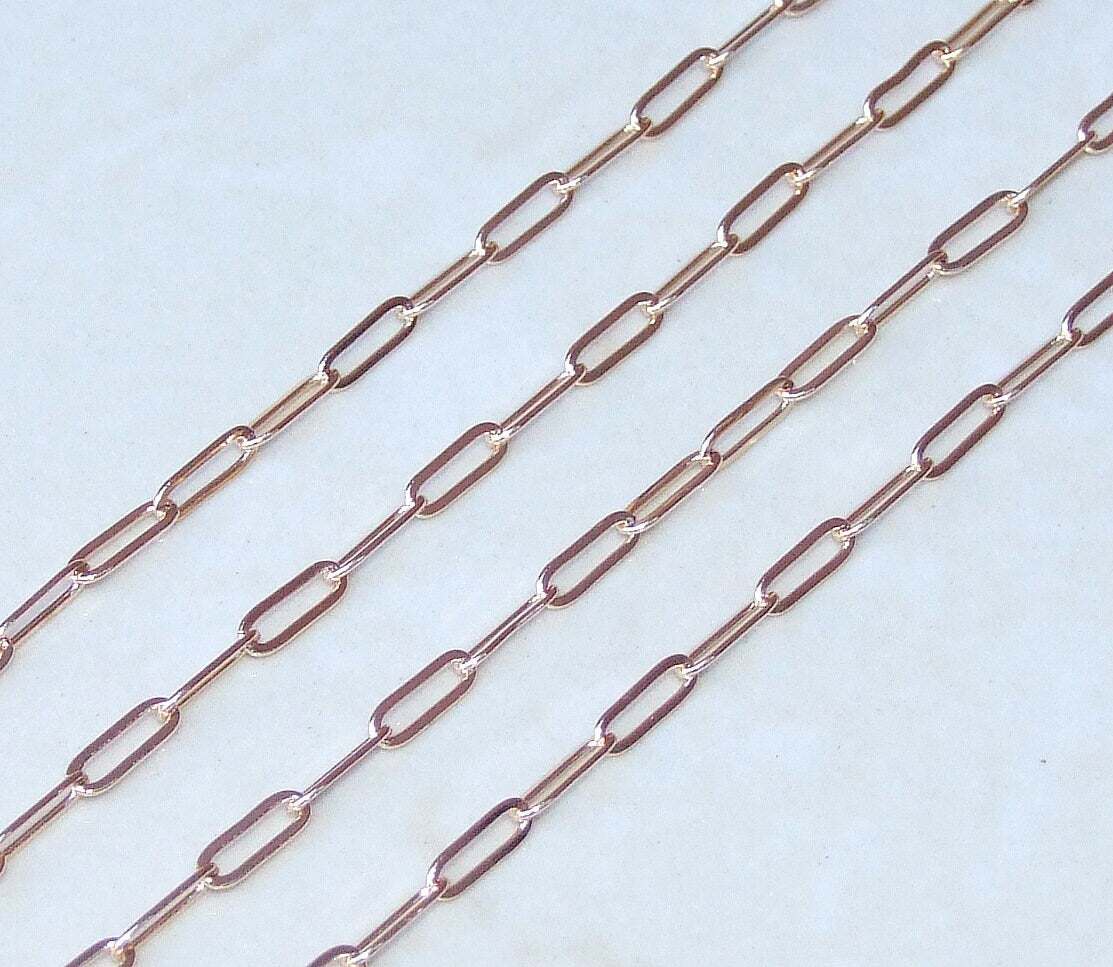 Paper Clip Chain, 5 Meters, 14K, Oval C Link Flat Cable Chain, Jewelry Chain, Necklace Chain, Gold Plated Chain, Body Chain, Bulk Chain G-NR