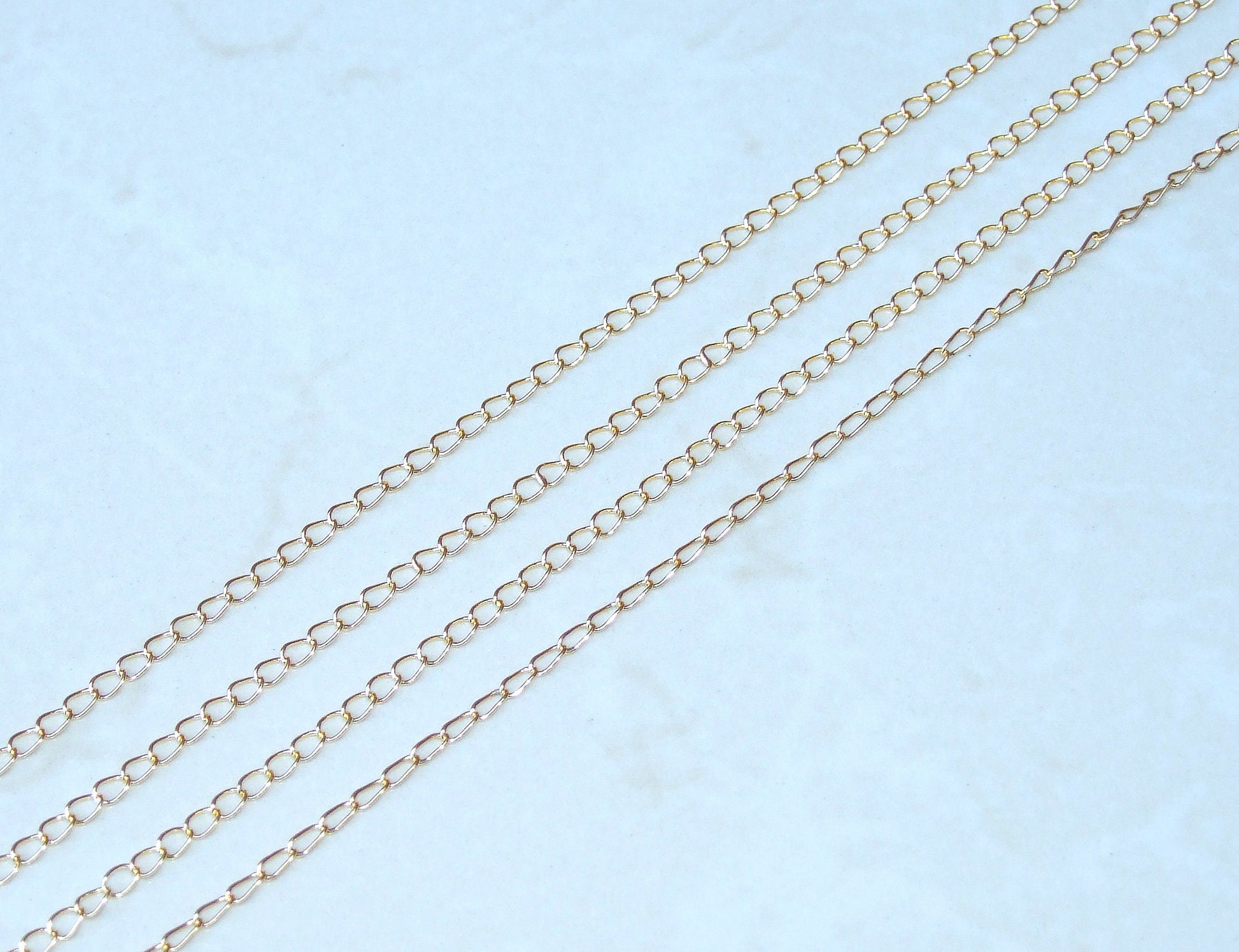 Twisted Oval Link Thin Curb Chain, Gold Plated, Brass Chain, Jewelry Chain, Necklace Chain, Body Chain, Bulk Chain, 5mm x 4mm - 54mm-G