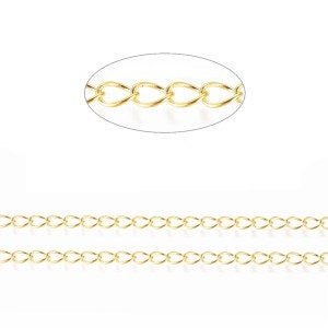 Twisted Oval Link Thin Curb Chain, Gold Plated, Brass Chain, Jewelry Chain, Necklace Chain, Body Chain, Bulk Chain, 5mm x 4mm - 54mm-G