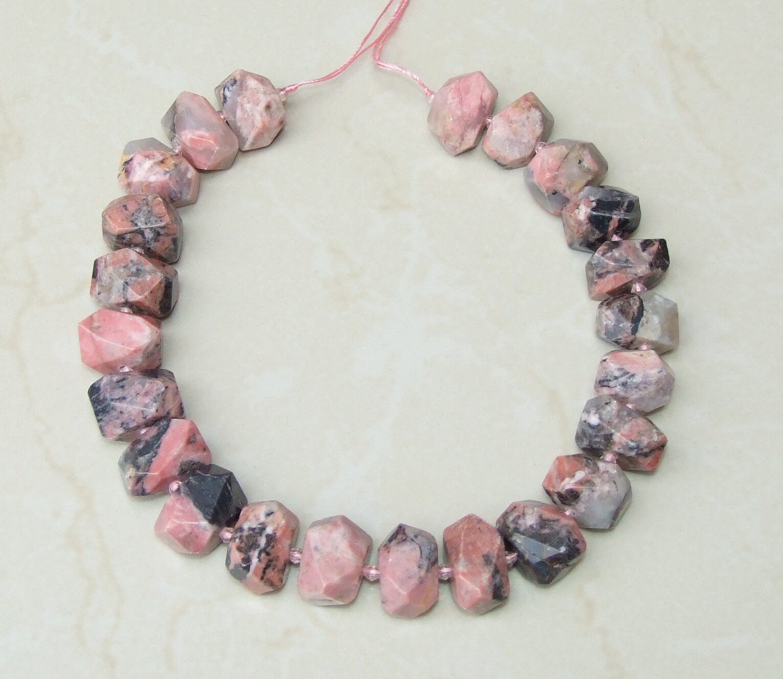 Rhodonite Faceted Nugget, Rhodonite Pendant, Gemstone Beads, Jewelry Stones, Rhodonite Beads, Half Strand, Small 17mm, Large 22mm