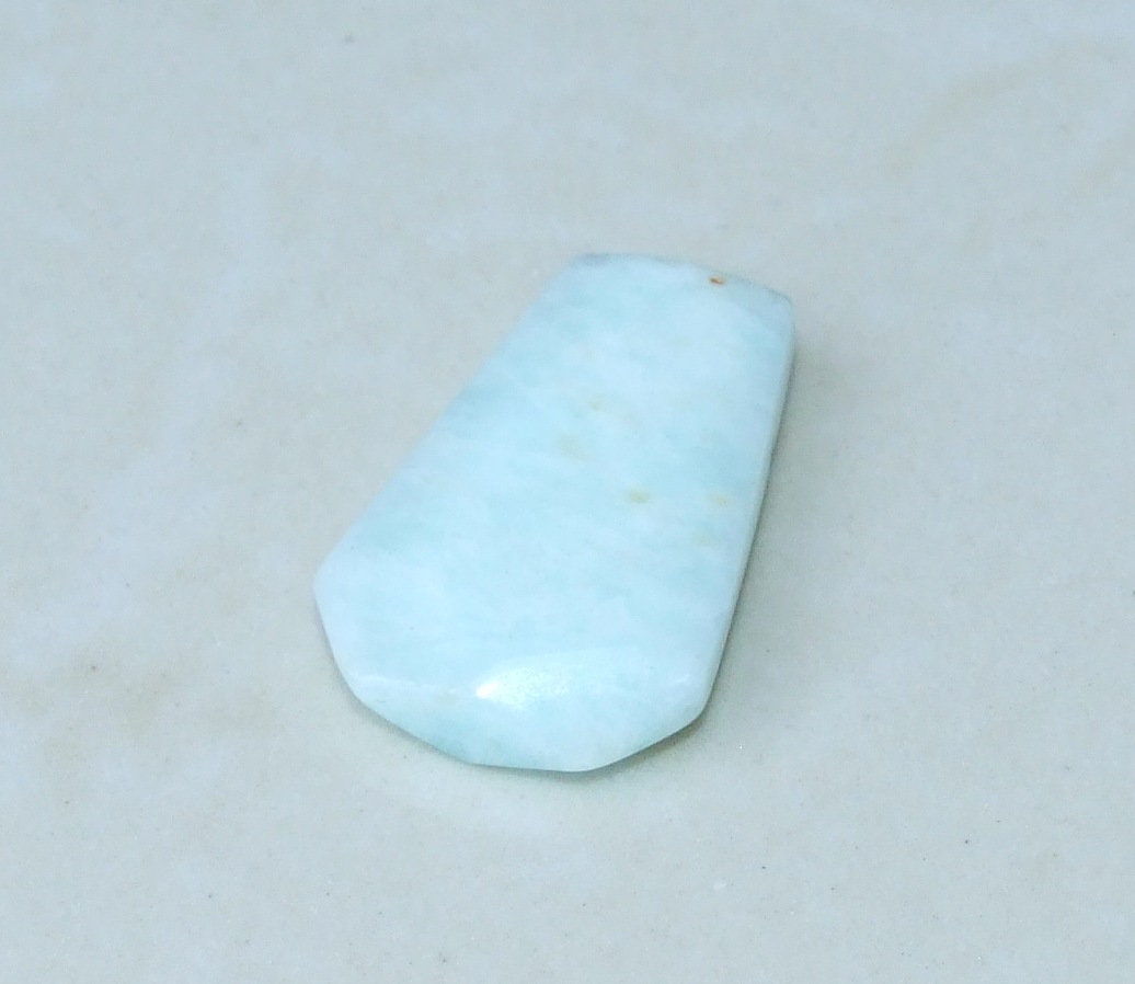 Amazonite Pendant, Blue Green Amazonite, Natural Amazonite Drop, Gemstone Pendant, Polished, Faceted, Cross Drilled - 17mm x 25mm - 6043