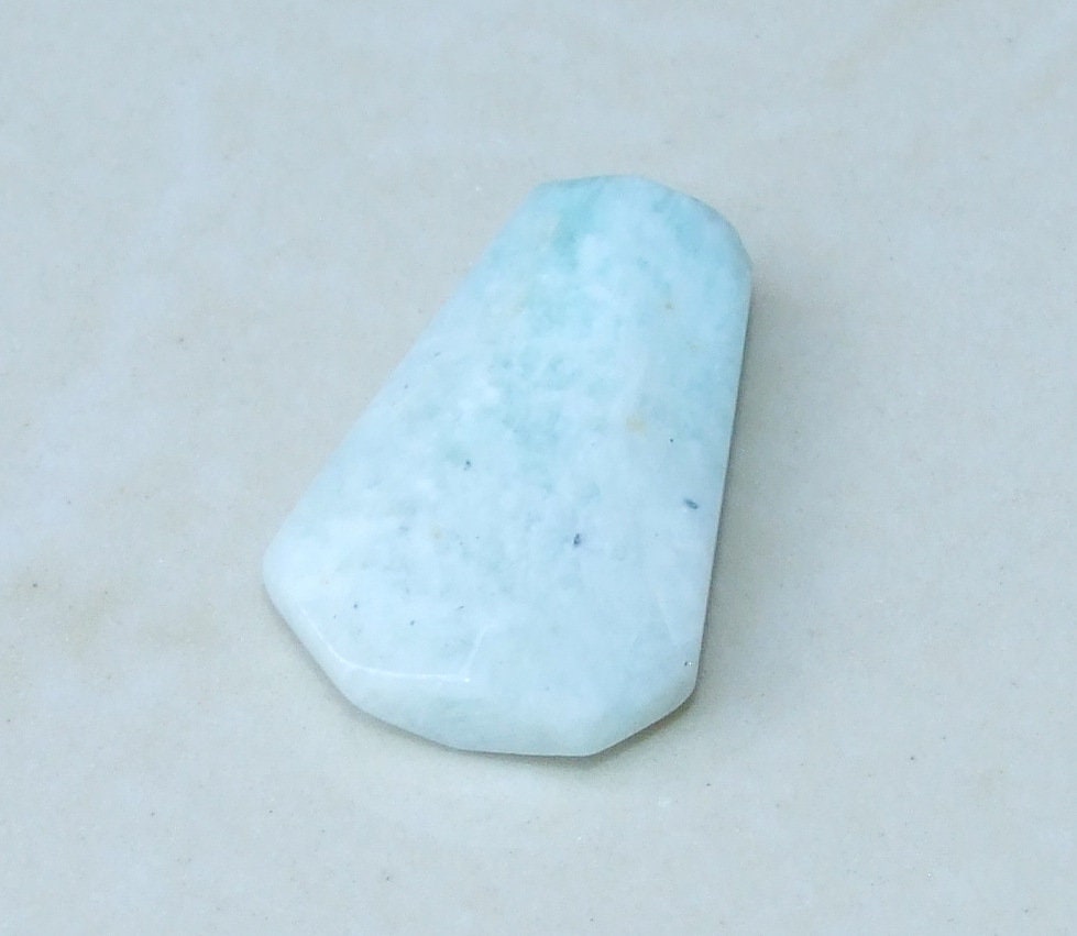 Amazonite Pendant, Blue Green Amazonite, Natural Amazonite Drop, Gemstone Pendant, Polished, Faceted, Cross Drilled - 18mm x 27mm - 6046