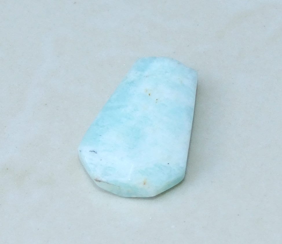 Amazonite Pendant, Blue Green Amazonite, Natural Amazonite Drop, Gemstone Pendant, Polished, Faceted, Cross Drilled - 17mm x 25mm - 6051