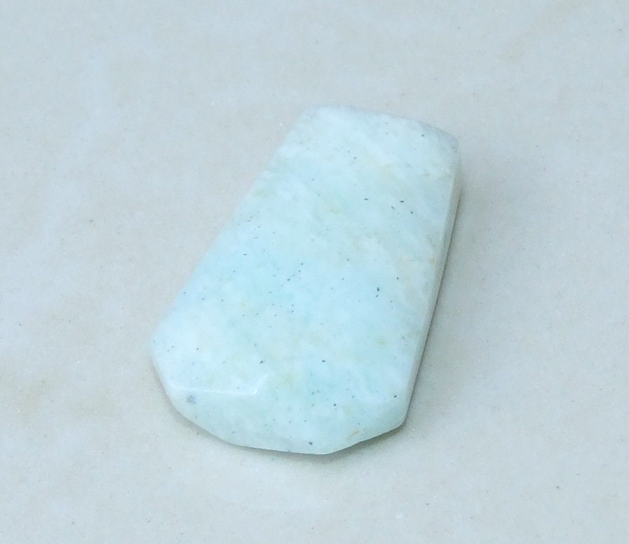 Amazonite Pendant, Blue Green Amazonite, Natural Amazonite Drop, Gemstone Pendant, Polished, Faceted, Cross Drilled - 17mm x 25mm - 6054