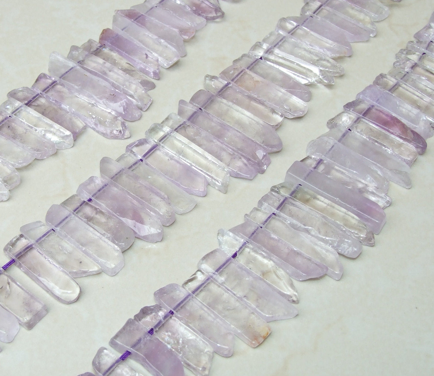Amethyst Beads, Polished Natural Amethyst Slice, Amethyst Pendants, Gemstone Beads, Amethyst Points Jewelry, Half Strand - 25mm to 50mm - A1