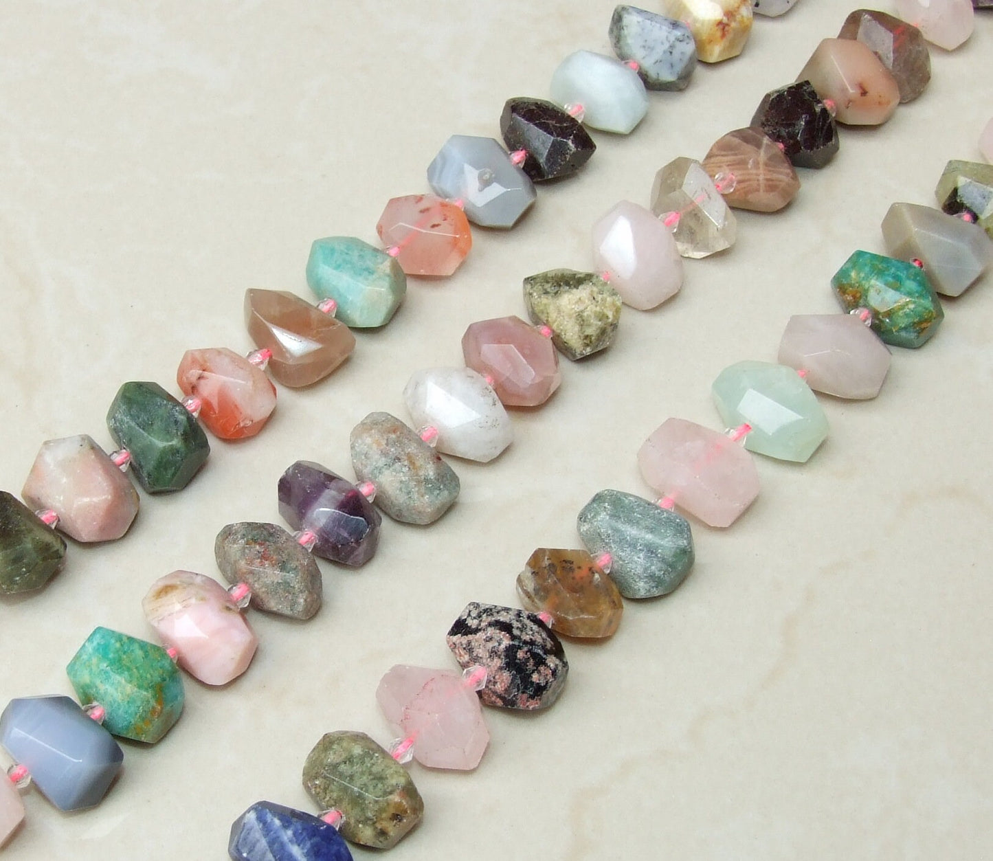 Mixed Gemstones Faceted Nuggets, Gemstone Pendant, Gemstone Beads, Jewelry Stones, Loose Jewelry Beads, Half Strand - 18mm and 22mm