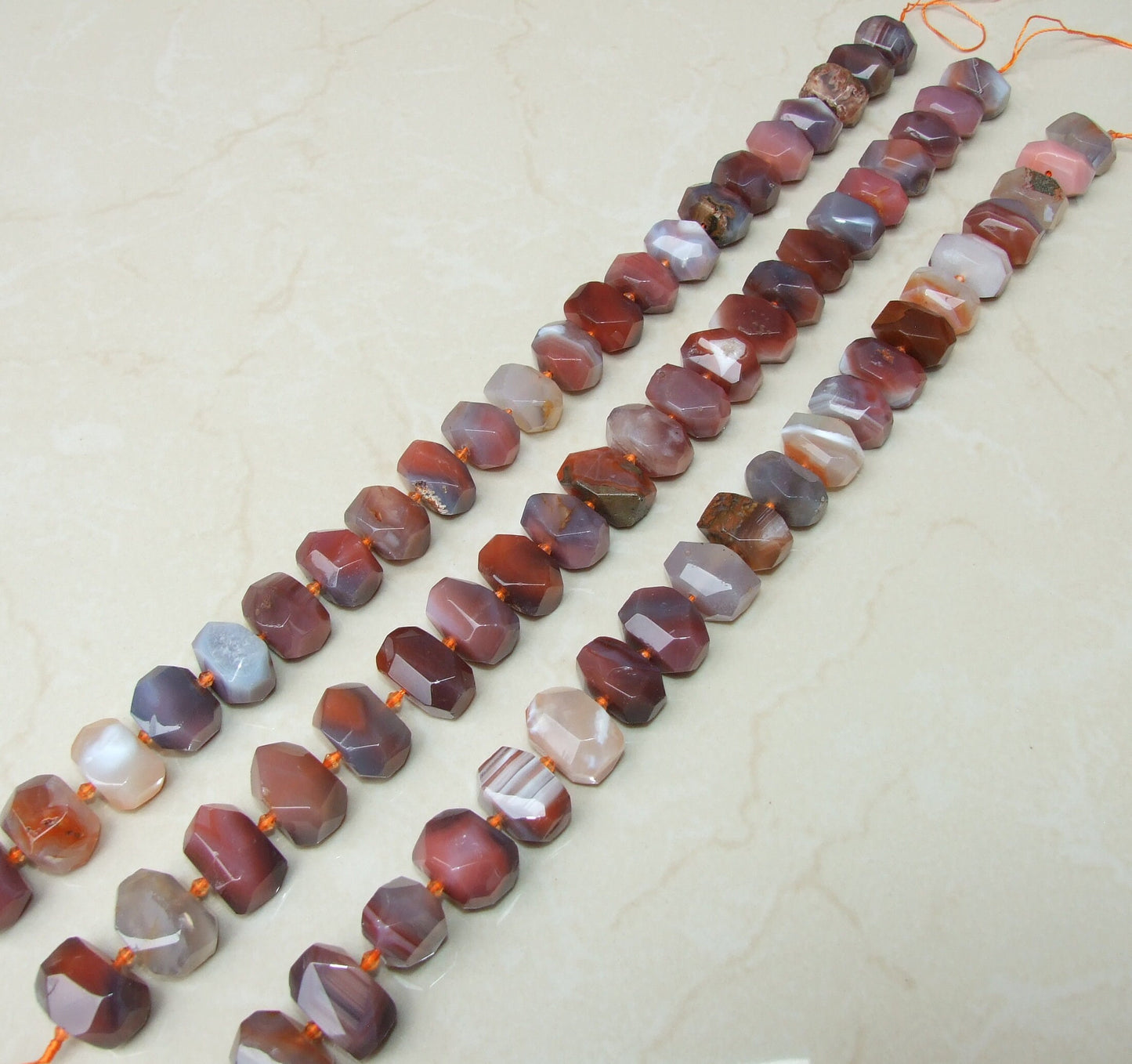 Carnelian Faceted Nugget, Gemstone Pendant, Gemstone Beads, Jewelry Stones, Carnelian Beads, Half Strand - 10mm x 19mm x 23mm