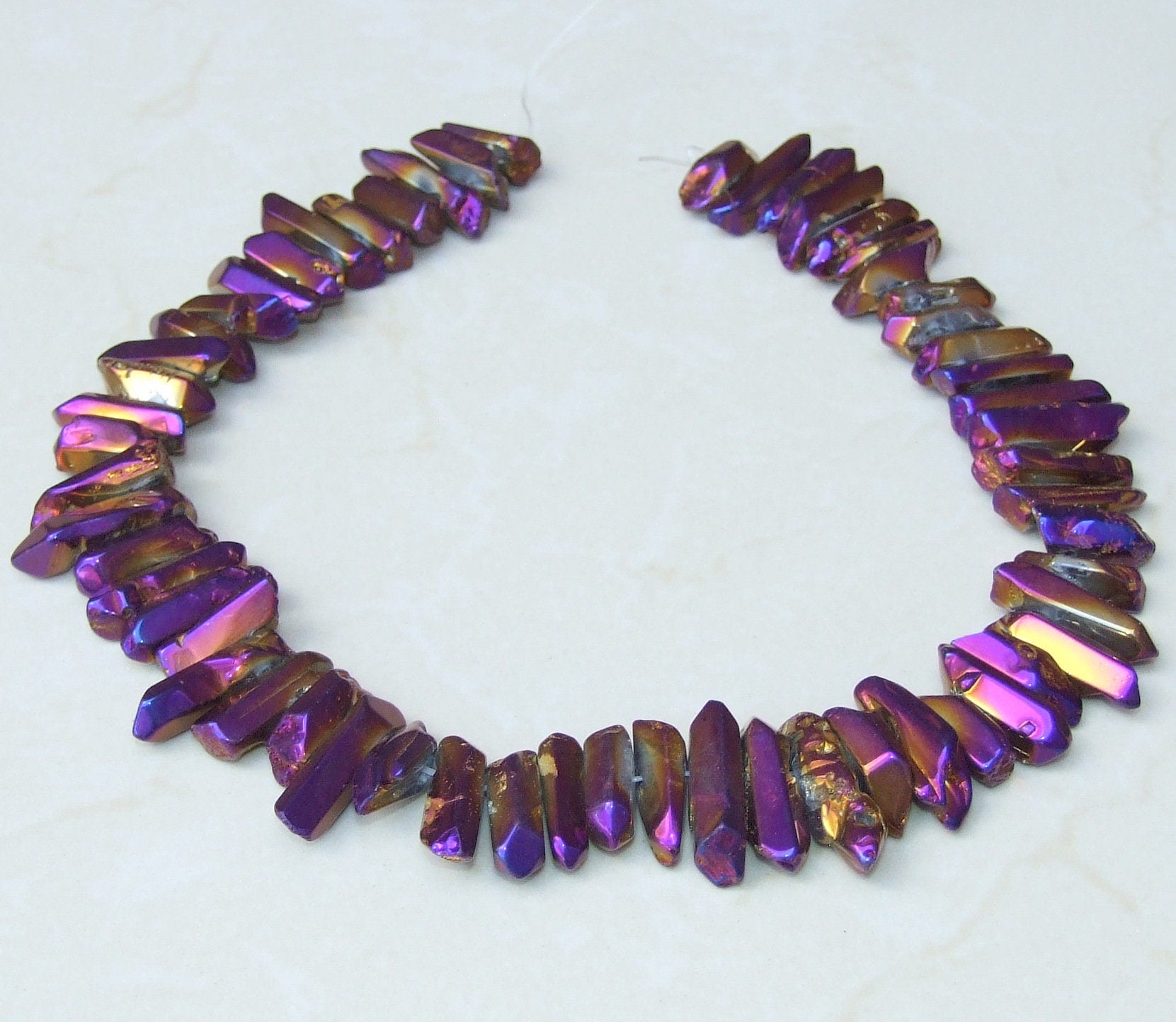 Polished Purple & Gold Titanium Quartz Points, Quartz Crystal, Crystals Points, Crystal Quartz, Mardi Gras - Gemstones Beads - 20mm - 28mm
