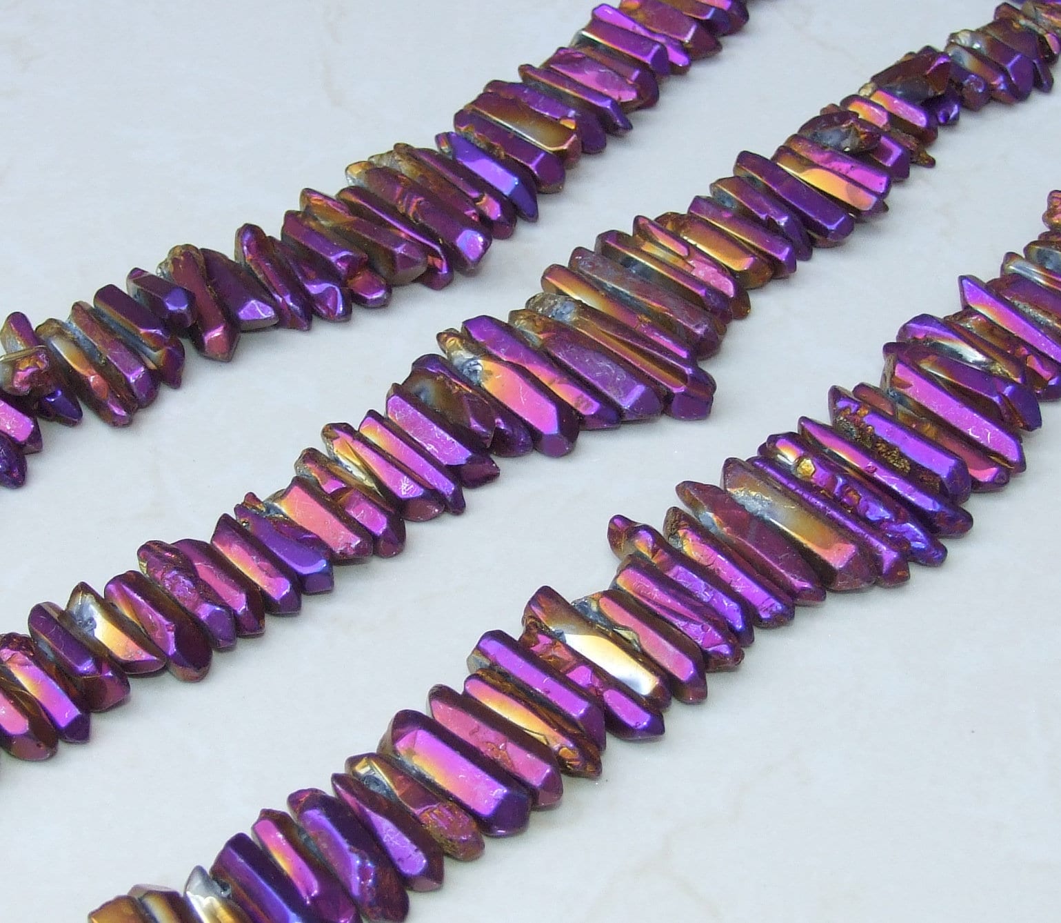 Polished Purple & Gold Titanium Quartz Points, Quartz Crystal, Crystals Points, Crystal Quartz, Mardi Gras - Gemstones Beads - 20mm - 40mm