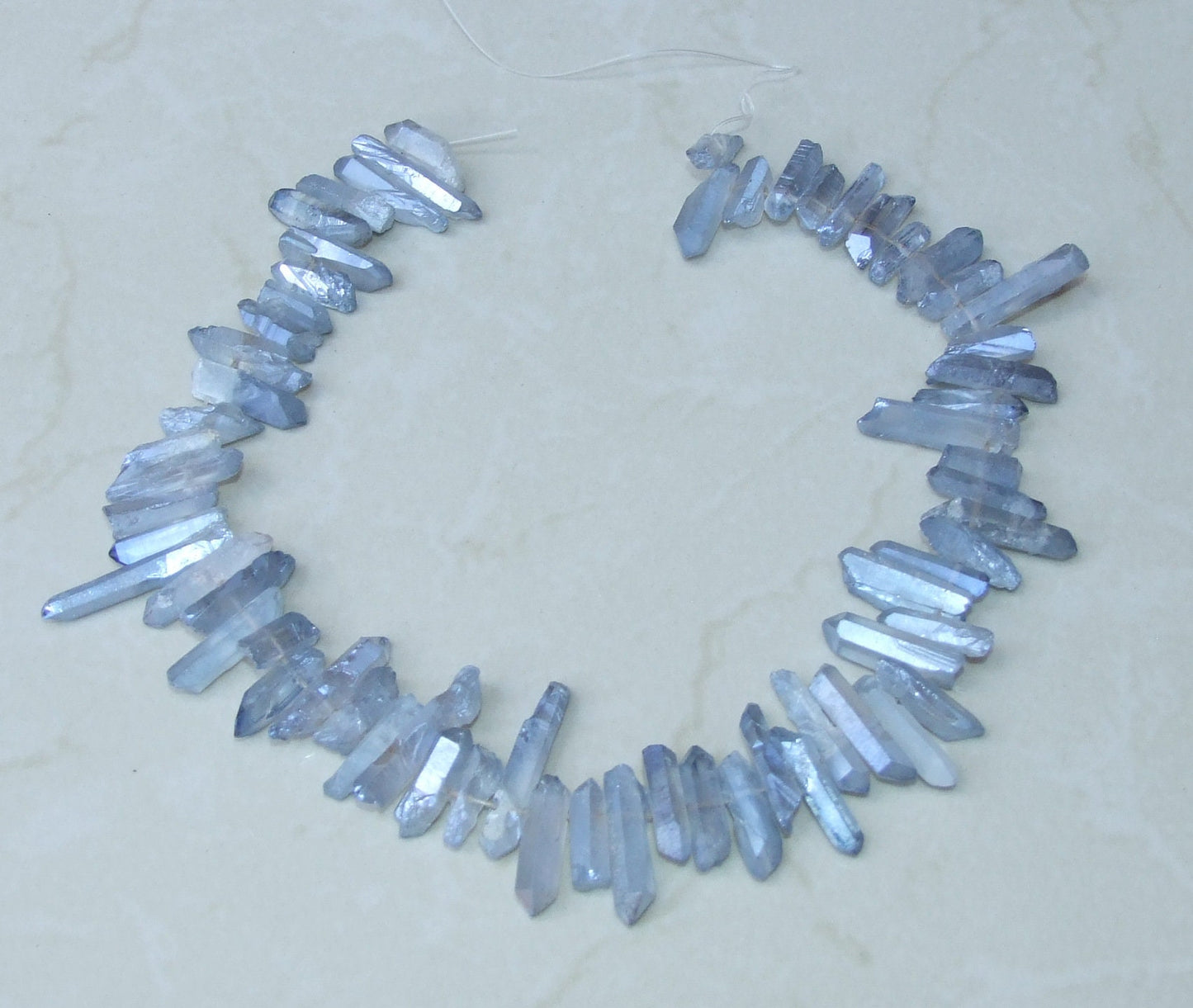 Clear Light Blue Titanium Quartz Points, Quartz Crystal, Crystal Points, Raw Crystal Quartz, Full - Half Strand, Gemstones Beads 15mm - 30mm