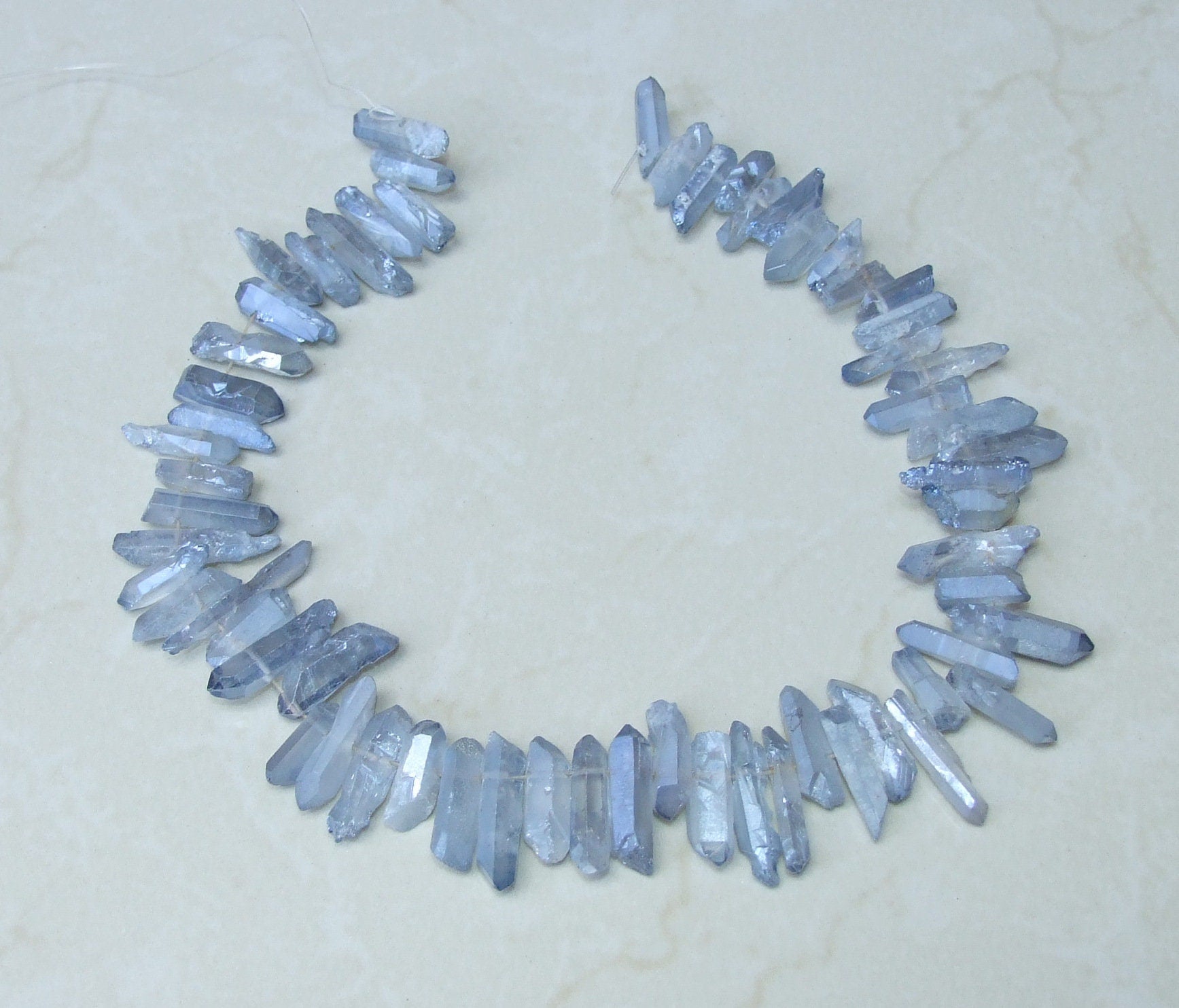 Clear Light Blue Titanium Quartz Points, Quartz Crystal, Crystal Points, Raw Crystal Quartz, Full - Half Strand, Gemstones Beads 15mm - 30mm