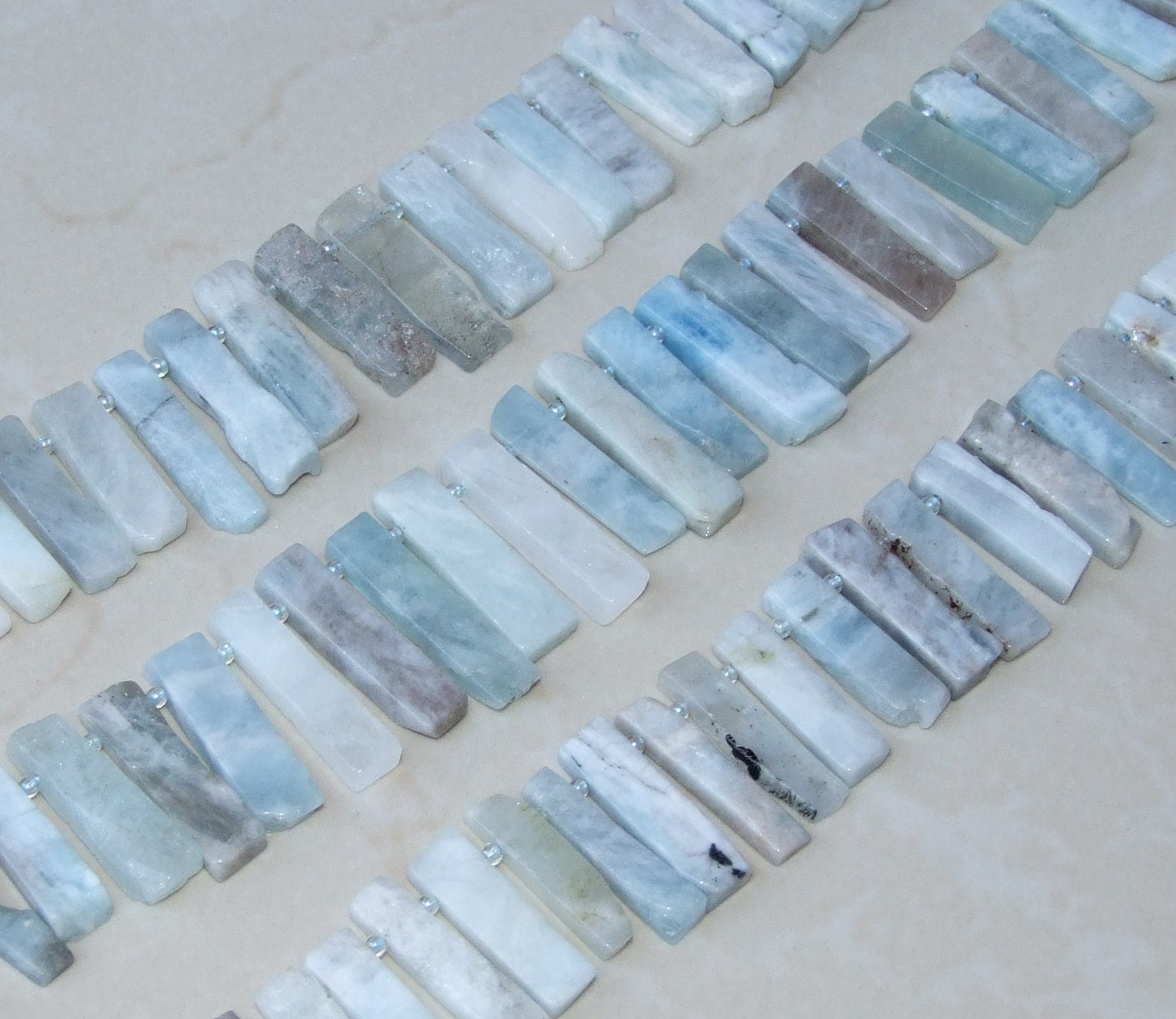 Aquamarine Slice Beads, Slab, Green, Blue, Natural Aquamarine Stone, Gemstone Beads, Aquamarine Pendant, Graduated, 17mm to 30mm SS2