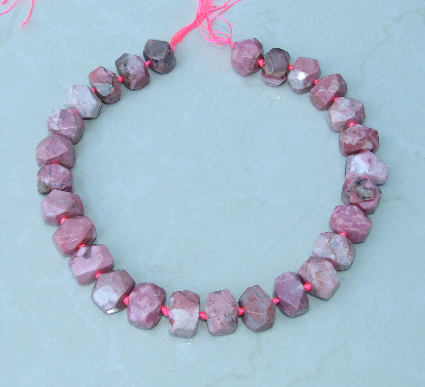 Rhodonite Faceted Nugget, Rhodonite Pendant, Gemstone Beads, Jewelry Stones, Rhodonite Beads, Half Strand, Small 17mm, Large 22mm