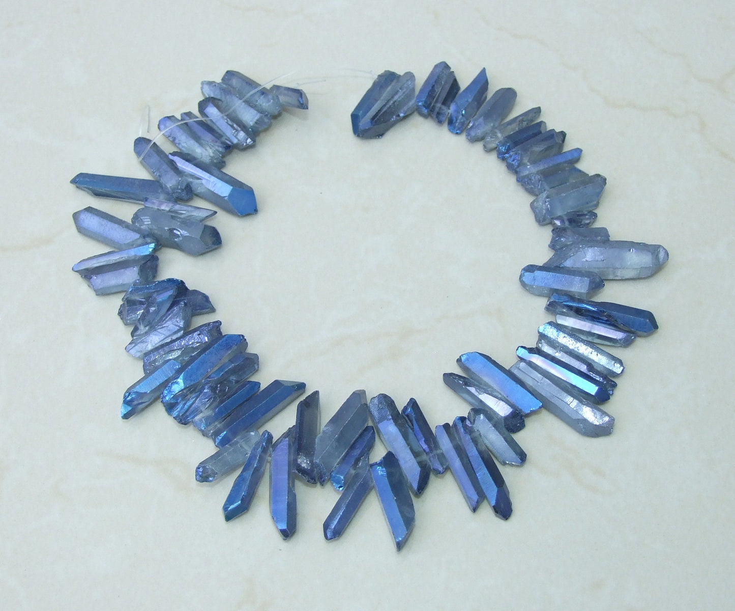 Clear Sky Blue Titanium Quartz Points, Quartz Crystal, Crystal Points, Raw Crystal Quartz, Random Length, Gemstones Beads - 15mm - 30mm