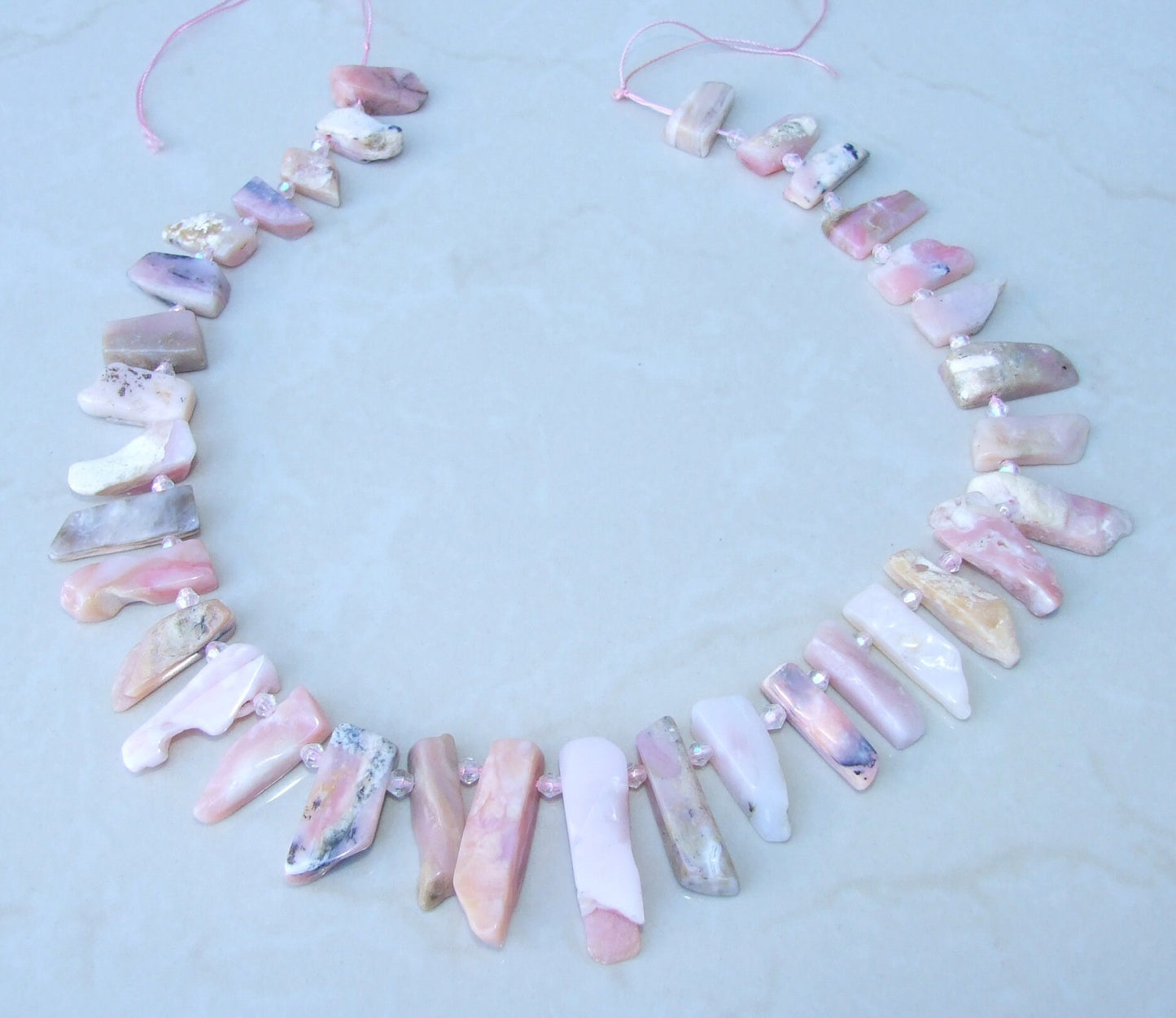 Small Peruvian Pink Opal Slice, Pink Opal Teeth, Pink Opal Bead Pendant Stick, Polished Pink Opal Slab, Gemstone Beads, 15mm to 30+mm