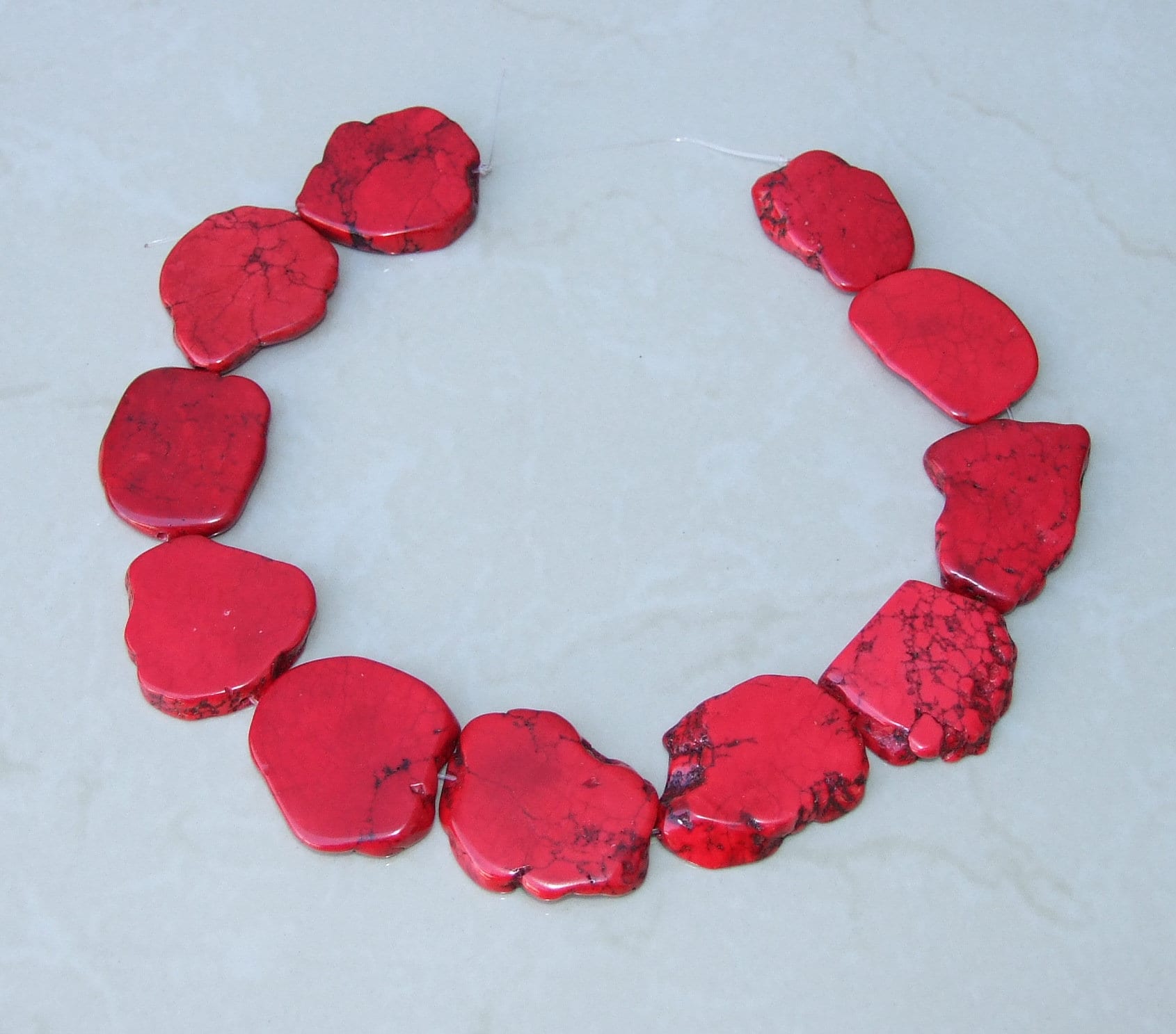 Red Magnesite Beads, Magnesite Nuggets Beads Slabs, Howlite Beads, Slab Gemstones, Howlite Necklace, Loose Stones, Slabs - 30mm to 40mm