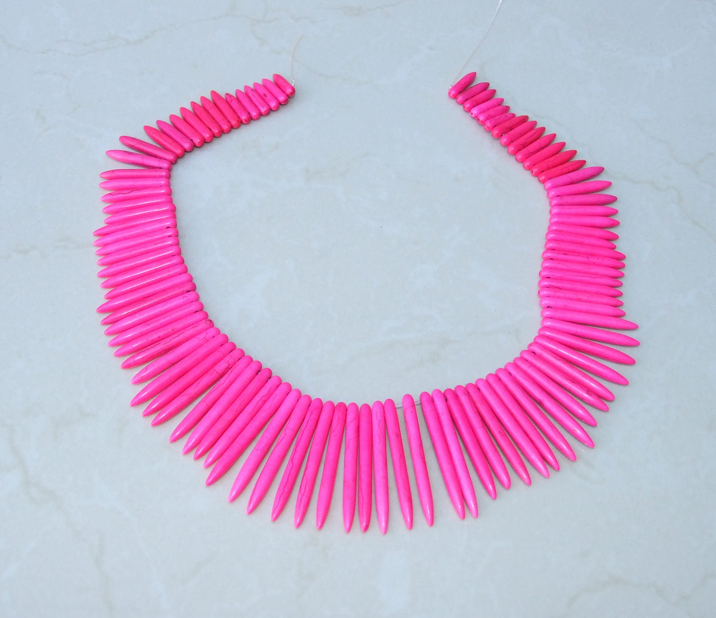 Hot Pink Turquoise, Spike Beads, Spike Collar, Spike Choker Necklace, Turquoise Spike Necklace, Statement Necklace, Spike Bib Necklace, 50mm