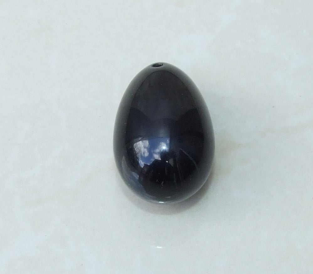 Obsidian Easter Egg Pendant, Natural Obsidian Pendants, Carved Pendant, Gemstone Pendant, Jewelry Pendant, Fertility Egg, 25mm x 40mm